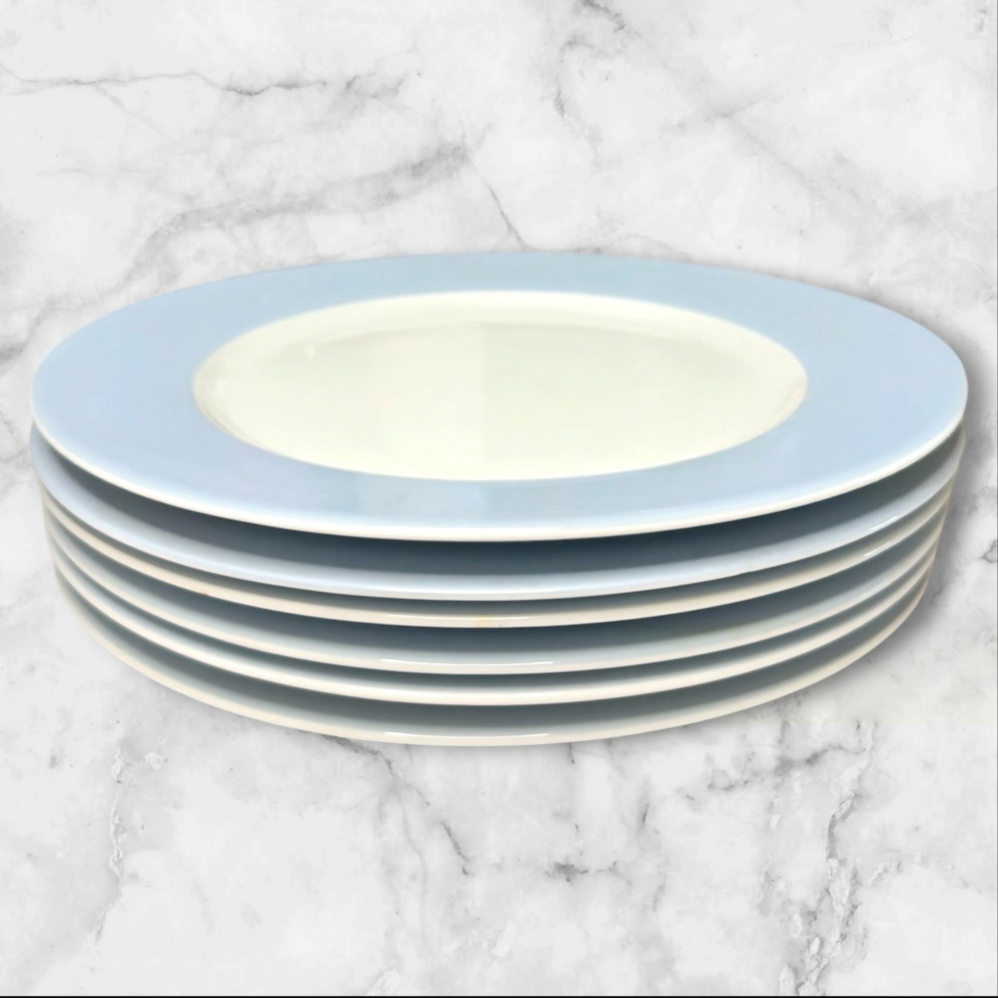 IKEA 365+ Blue Rim Dinner Plates | Set of 6 | Portuguese Stoneware | Great Condition