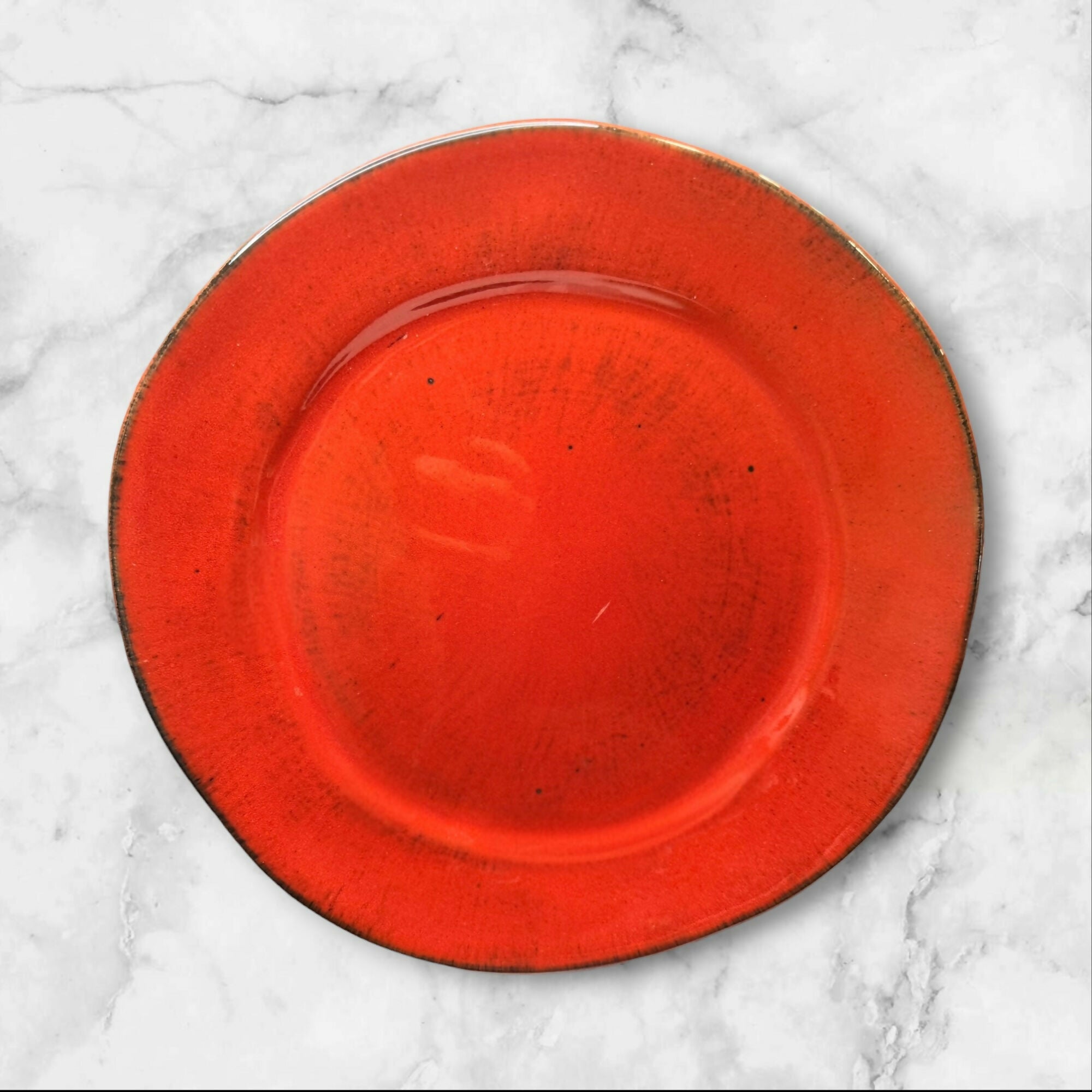 Crate & Barrel Rustic Red Freeform Dinner Plates | Set of 4 | Made in Italy