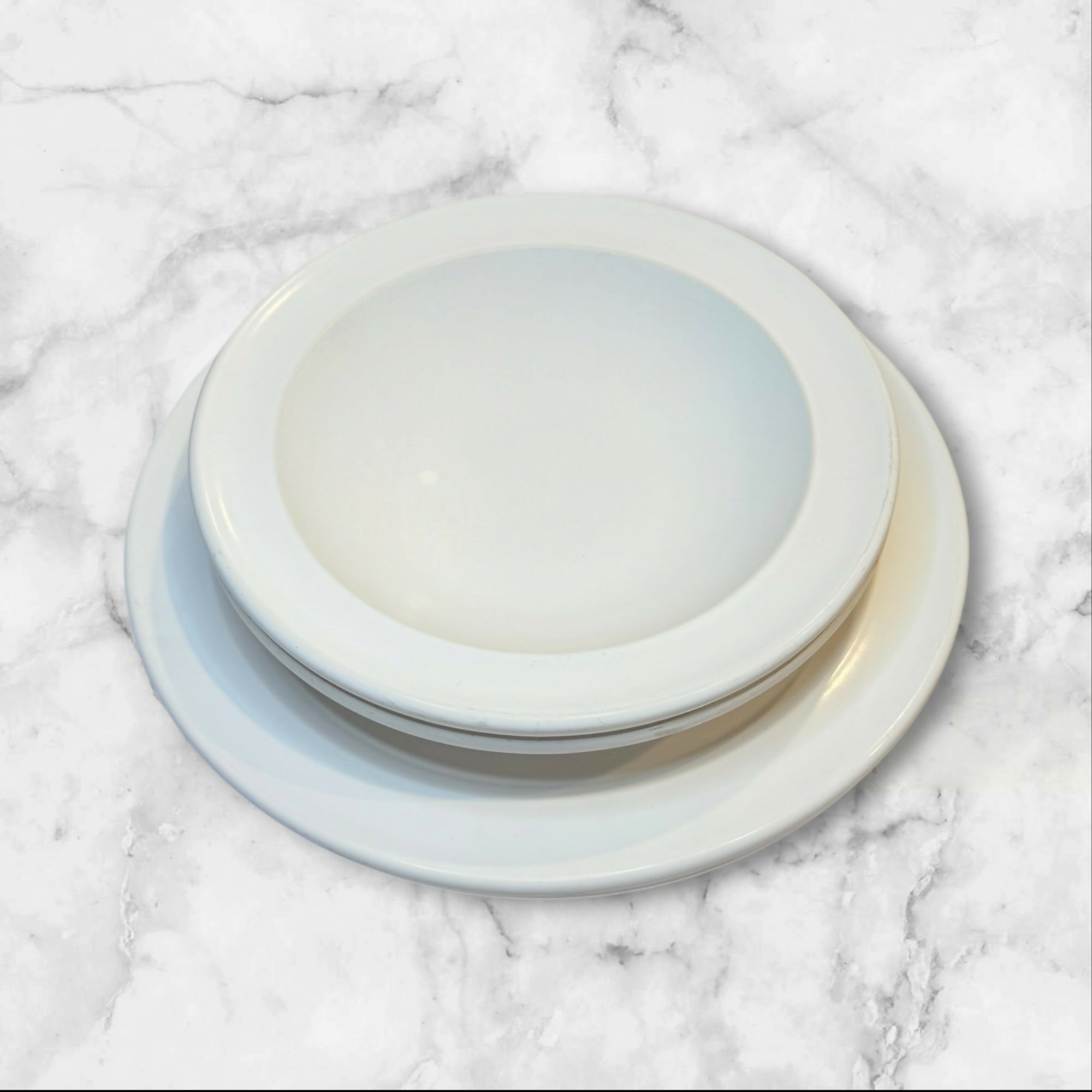 Emile Henry Classic Blanc Plates & Bowls Set of 4 | Good Condition