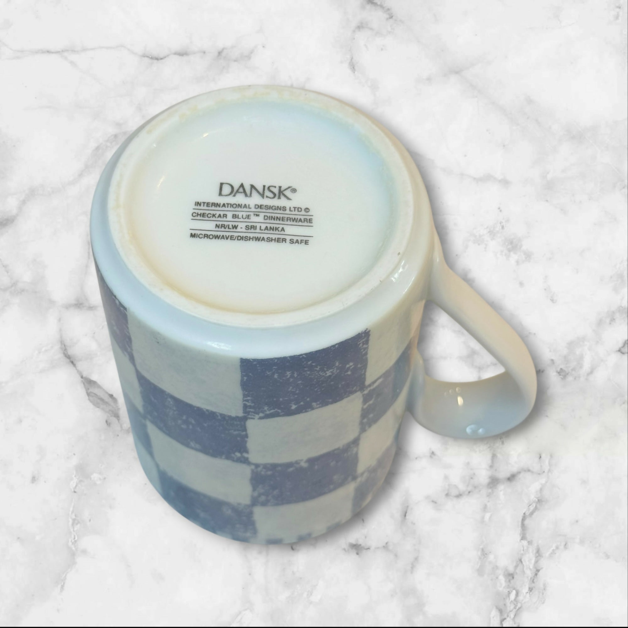 Dansk Chekar Blue Checkerboard Mugs Set of 3 | Excellent Condition