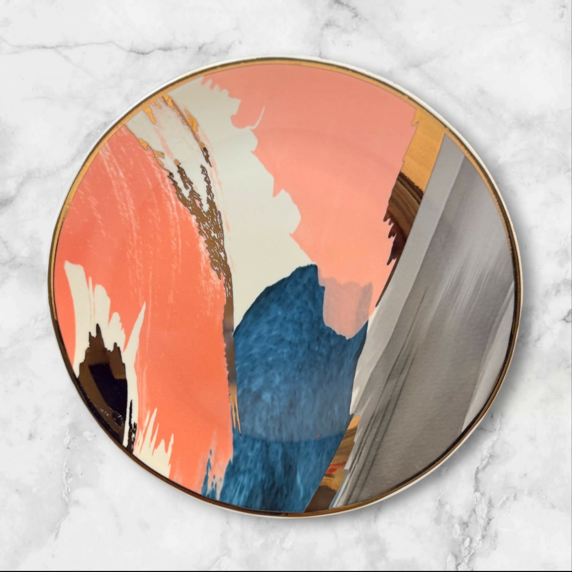 West Elm Brushstroke Abstract Salad Plates | Set of 4 | Excellent Condition