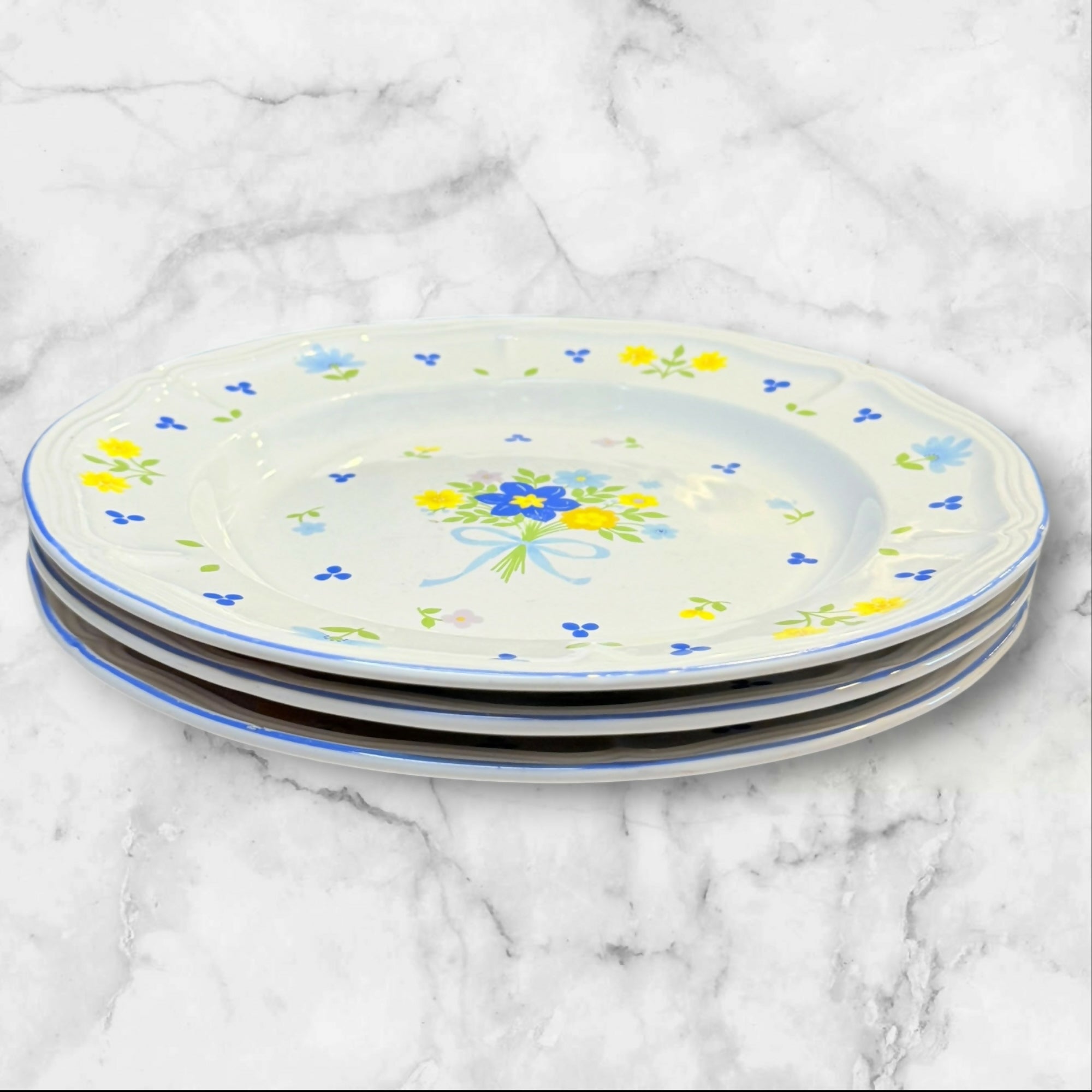 Brick Oven Dijon Floral Dinner Plates | Set of 3 | Great Condition