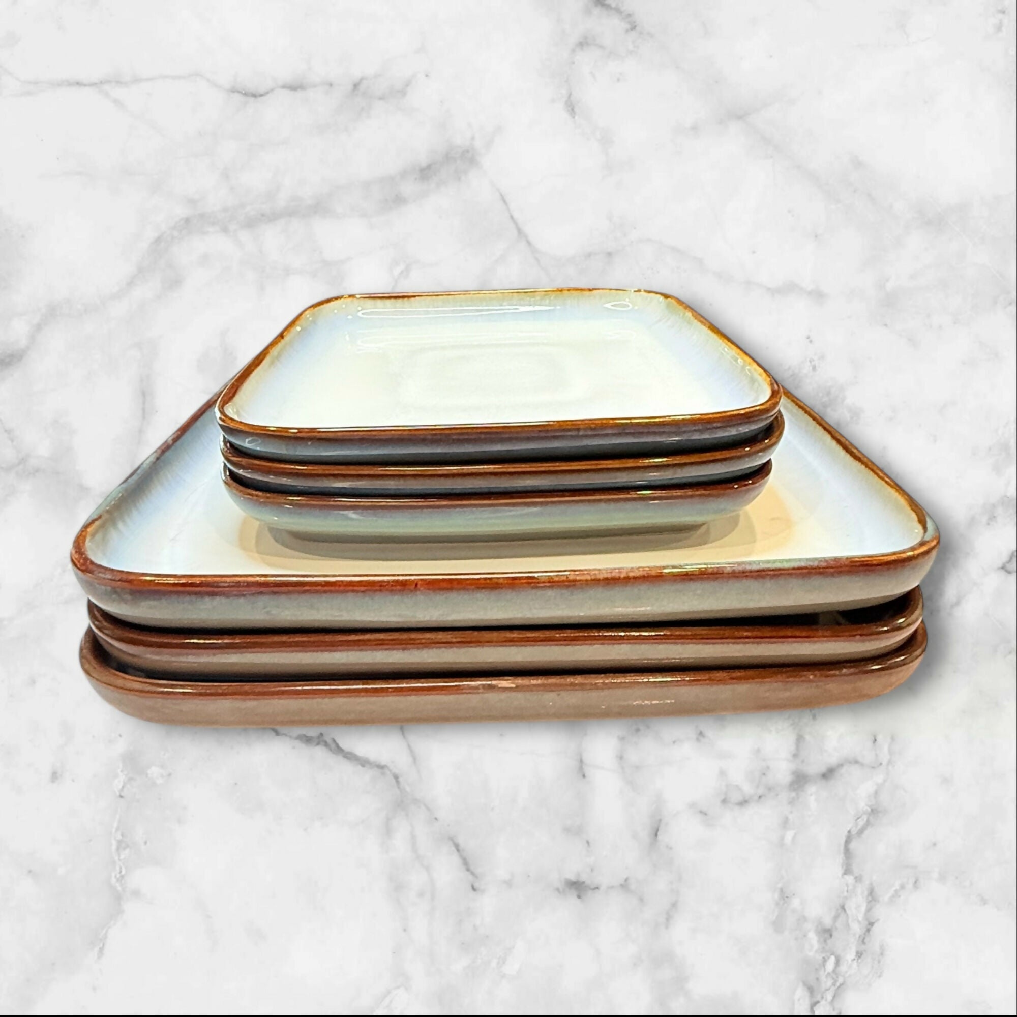 Sango Concepts Avocado Square Plates Dinner & Salad Set of 6 | Great