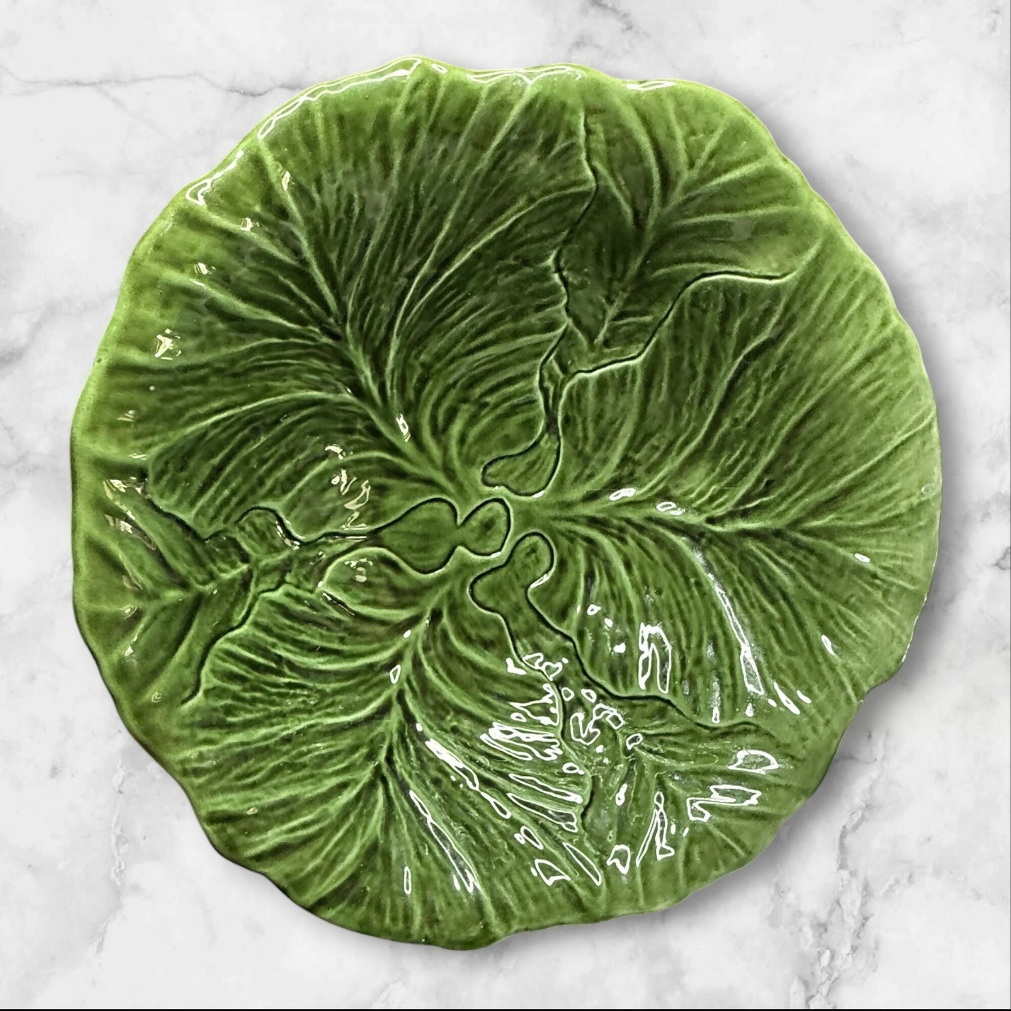 Los Angeles Pottery Cabbage Leaf Serving Bowl | Vintage Green | Great Condition