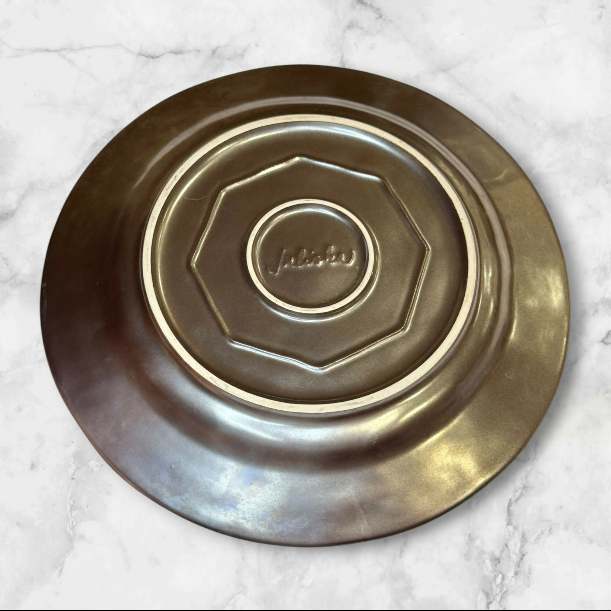 Juliska Pewter Stoneware Dinner Plates Set of 3 11” Gray Rustic Stoneware