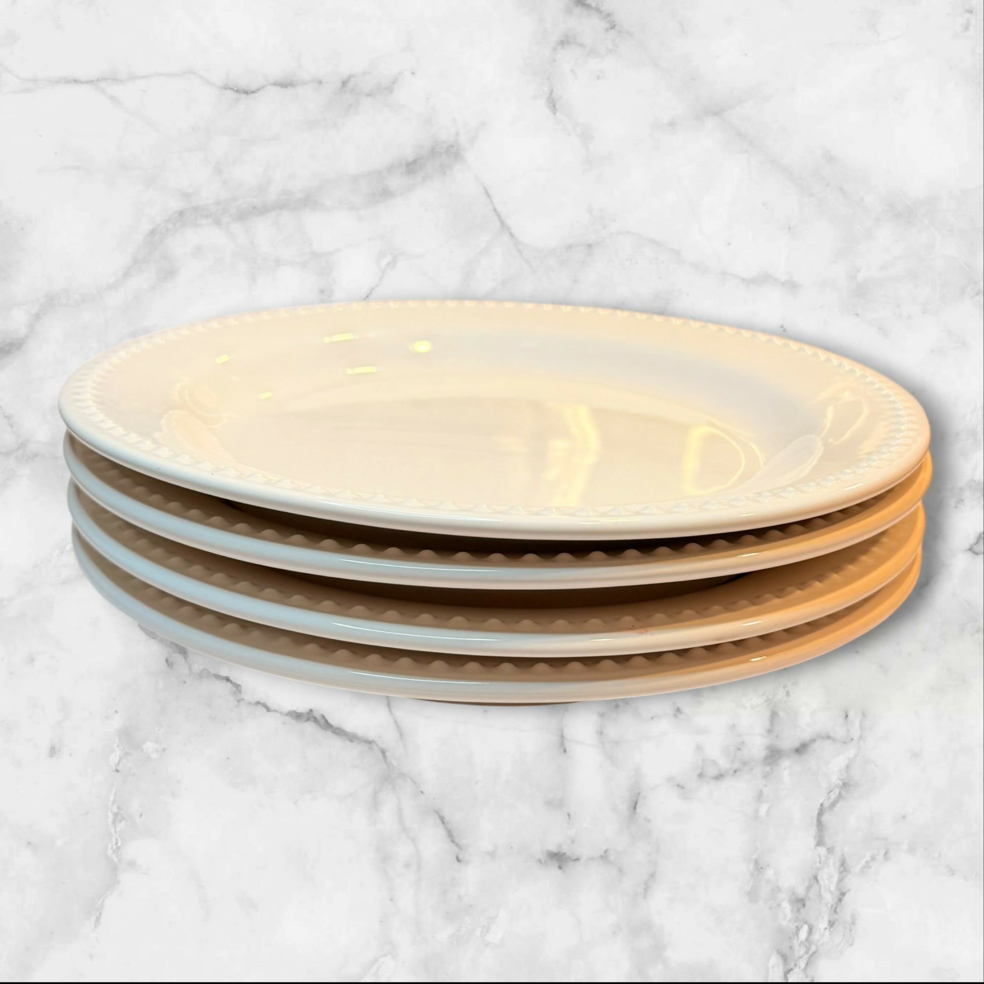 Pottery Barn Emma Taupe Stoneware Dinner Plates | Set of 4 | Gently Used