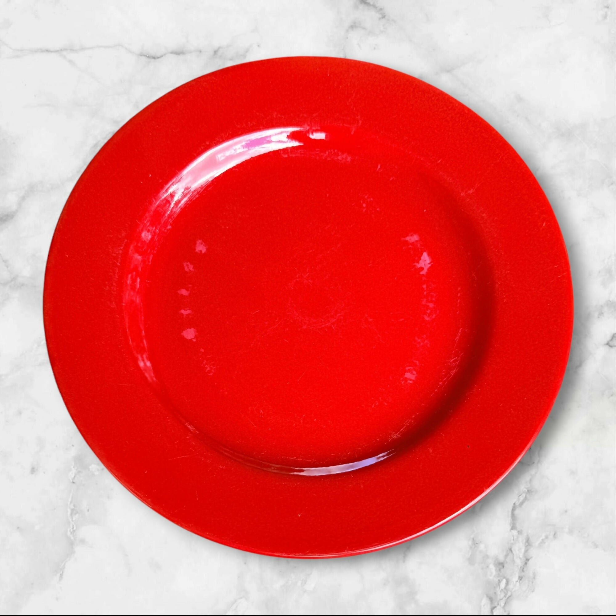 Pier 1 Red Collection Dinner Plates | Set of 4 | Made in Spain | Fair Condition