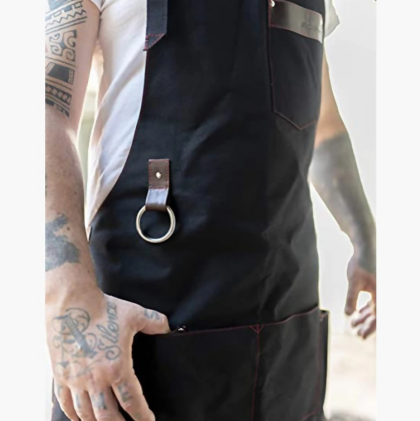 Anypron Black Canvas Apron Waterproof Oilproof Chef Waiter Workwear