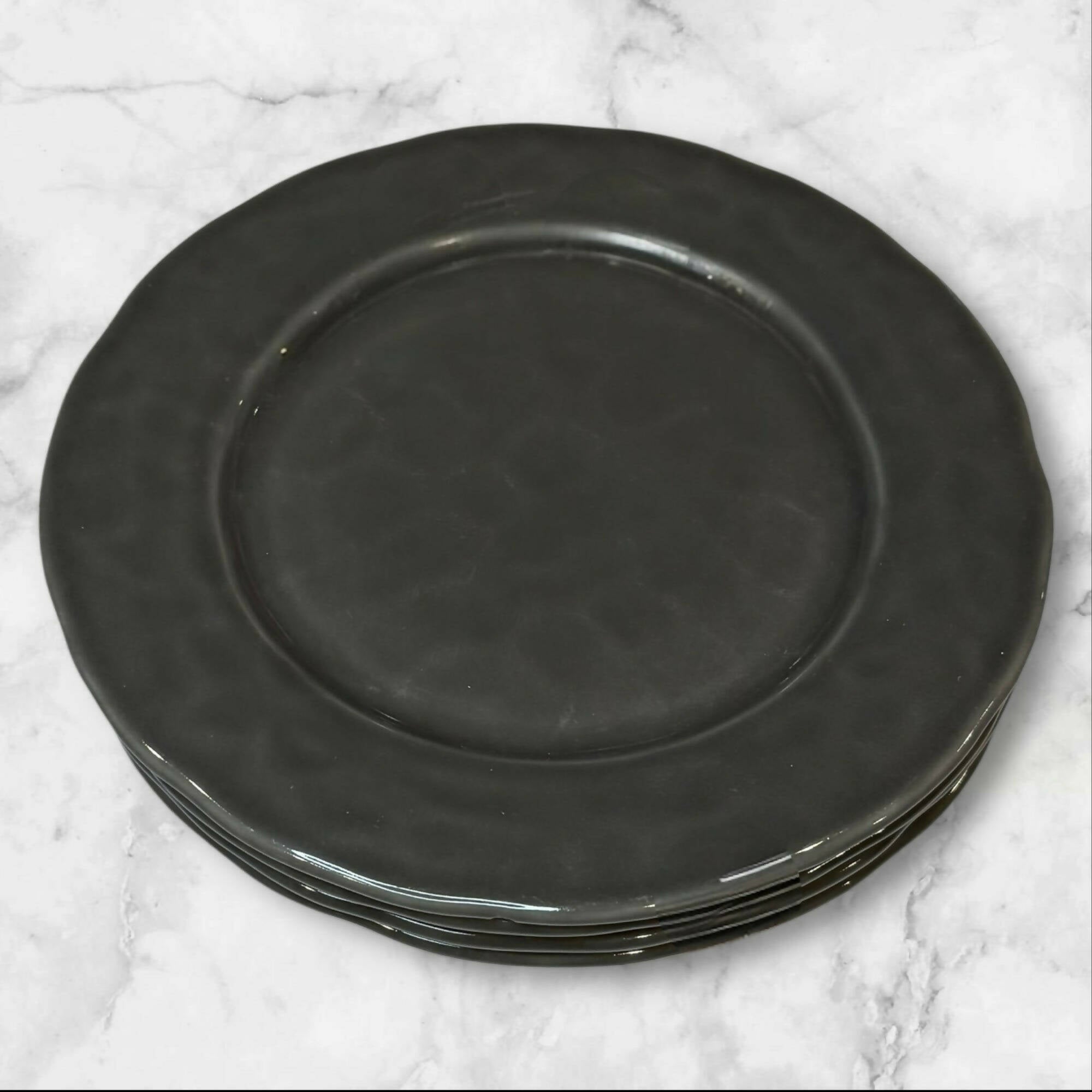 Crate & Barrel Hayes Gray Dinner Plates Stoneware | Set of 4 | Great Condition