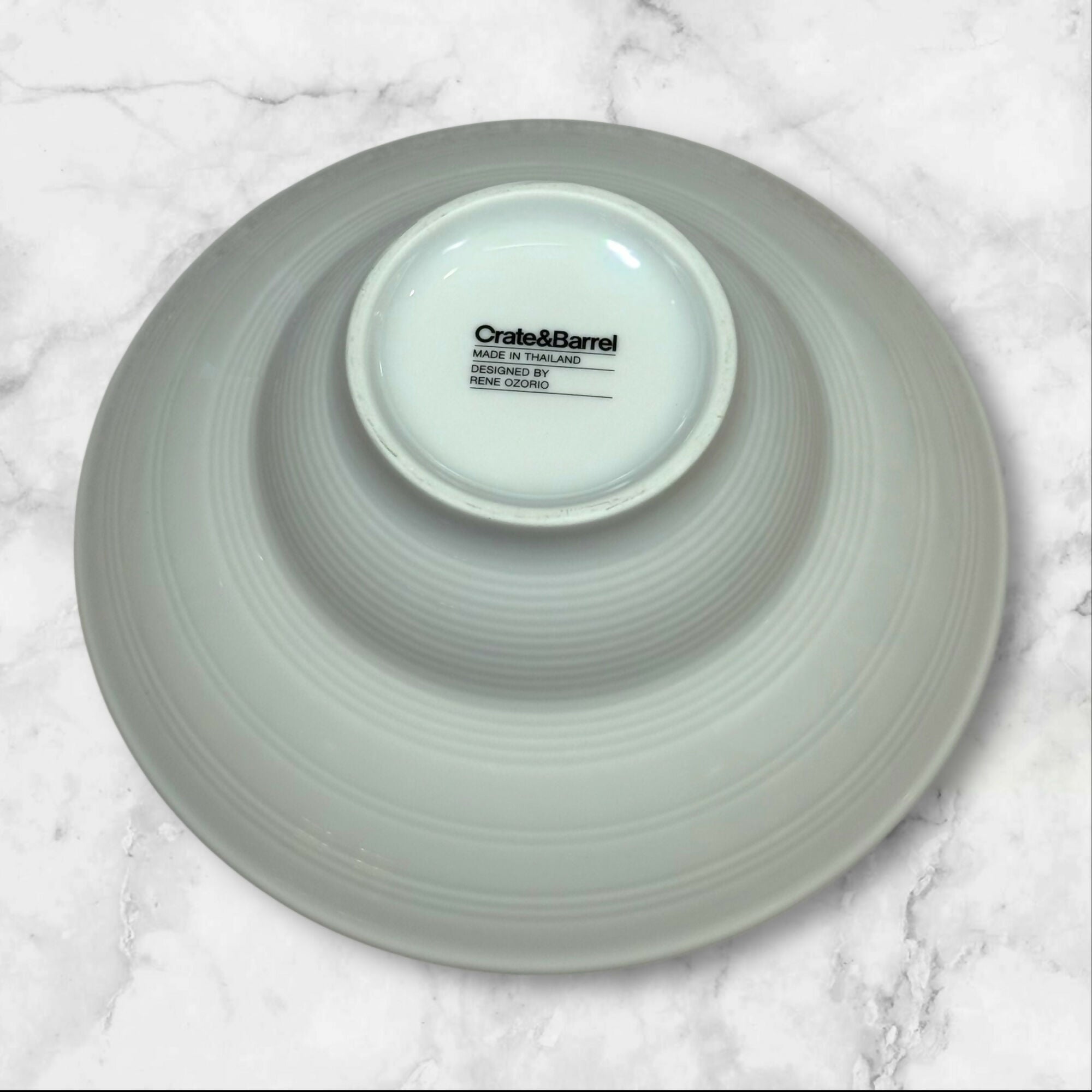 Crate & Barrel Rene Ozorio White Porcelain Rim Soup Bowls | Set of 4 | Excellent Condition