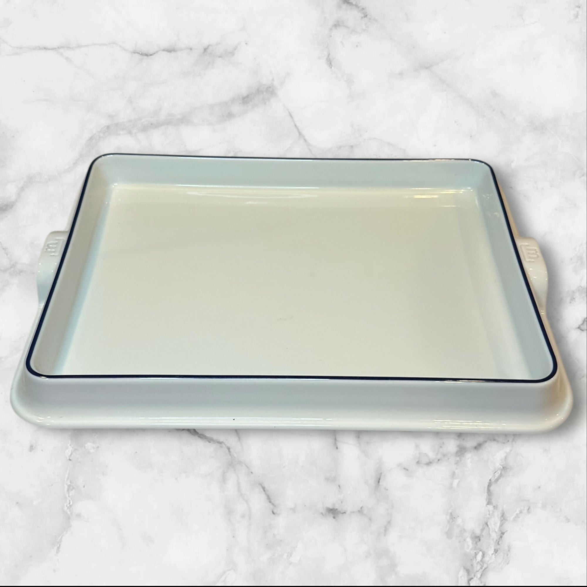 Made In France Rectangular Baking Dish | White Enamel | Excellent Condition