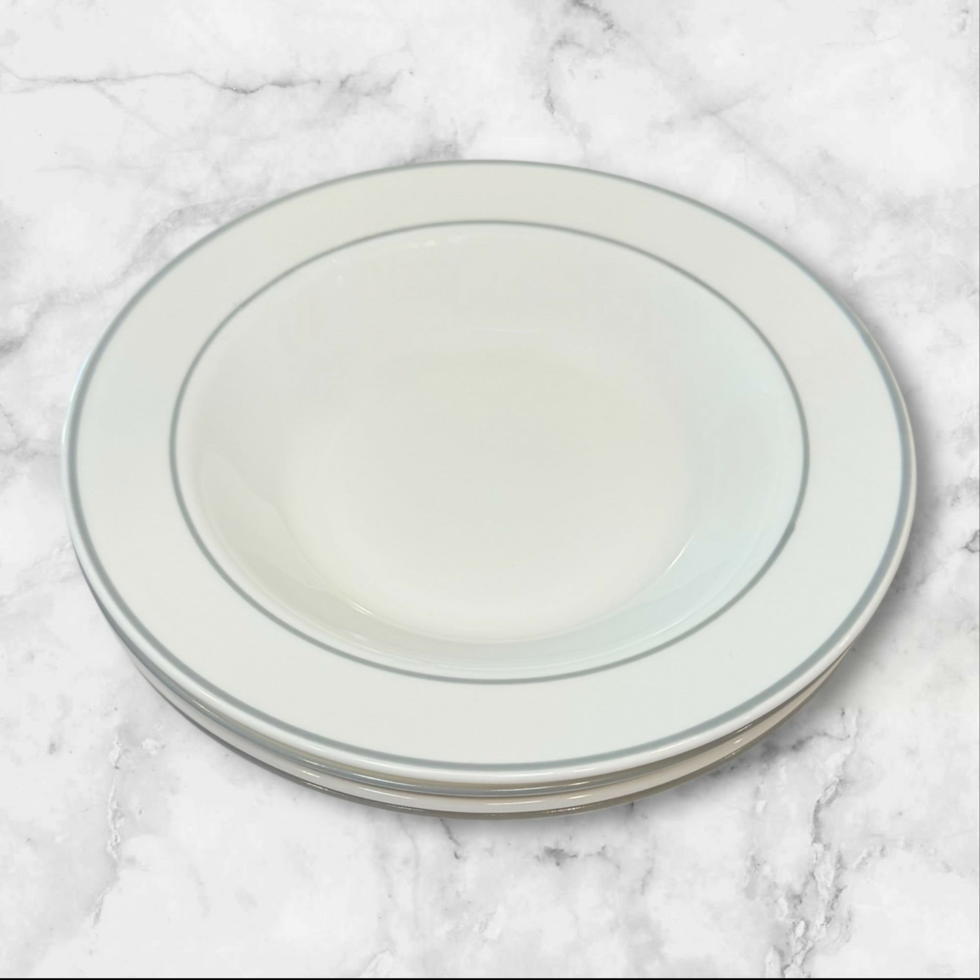 Corning Pyroceram No-Store White Rimmed Soup Bowls | Set of 4 | Excellent Condition