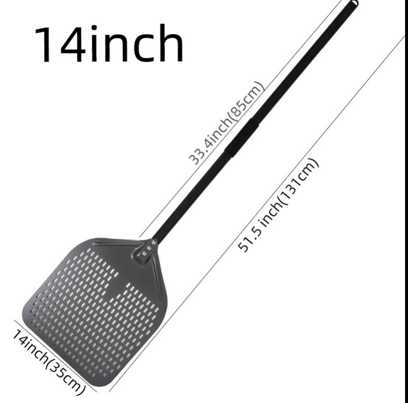 Anygleam Pizza Shovel 35 cm x 1100cm Dark Grey for Perforated Peel with Metal Handle Oven Turning Baking Accessory