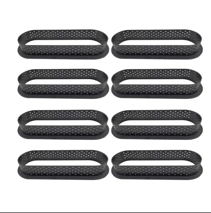 Anygleam Mousse Molder Set Black Oval Shape Cutter Perforated Ring Cake Baking Non Stick Equipment