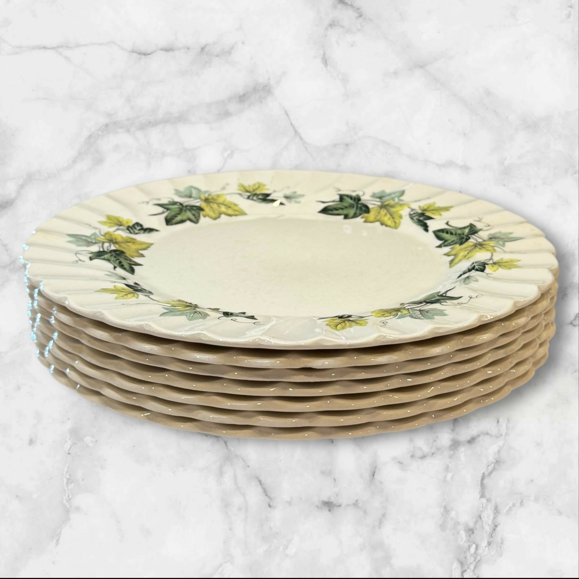 Myott Staffordshire Evergreen Dinner Plates | Set of 7 | Vintage