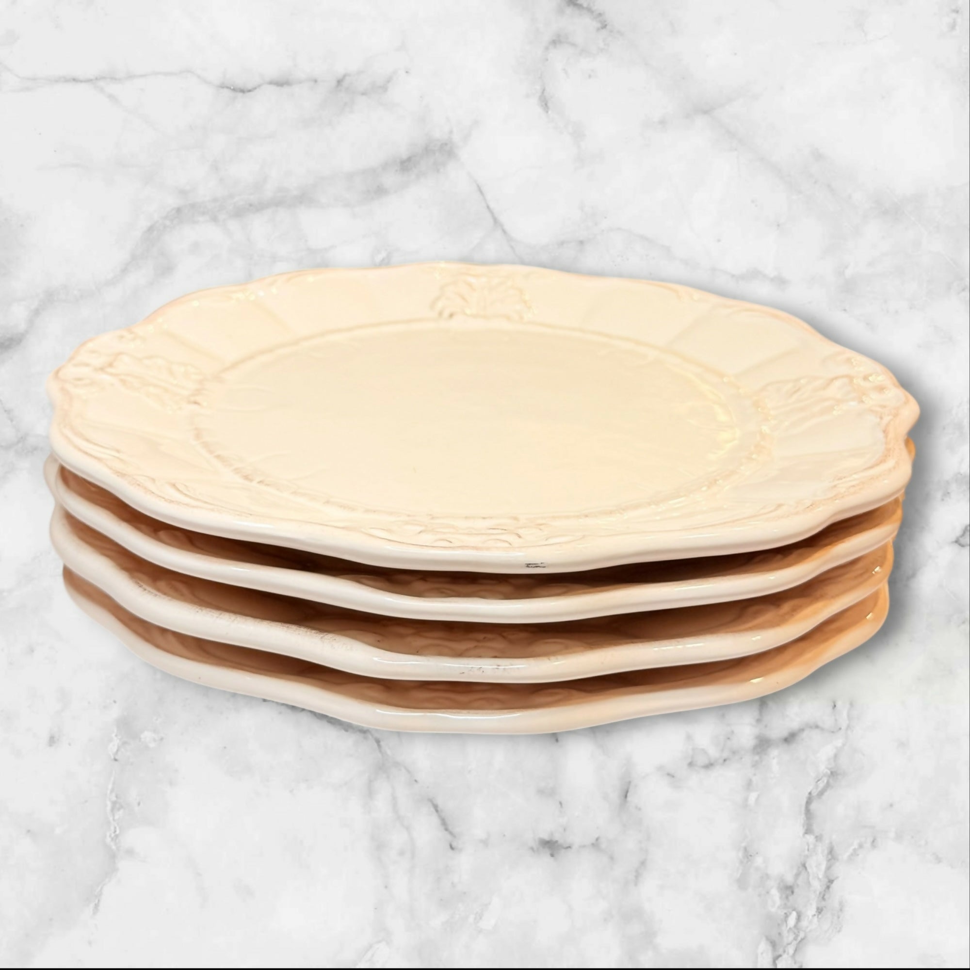 Better Homes Ivory Embossed Dinner Plates | Set of 4 | Excellent Condition