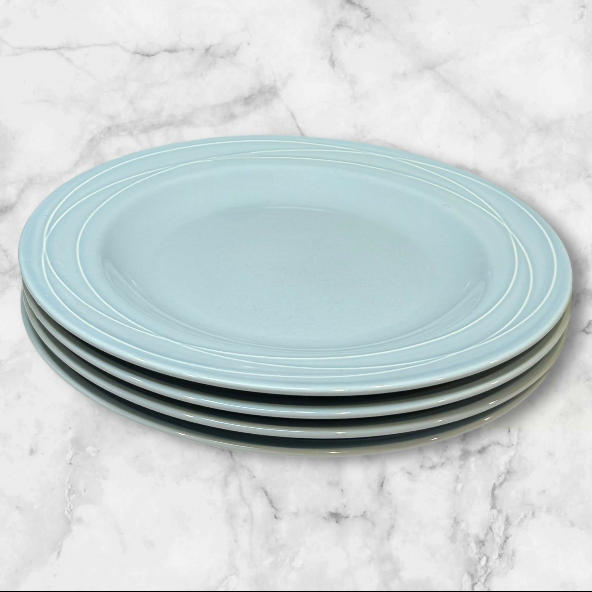 Pottery Barn Spiral Light Blue Dinner Plates | Set of 4 | Excellent Condition X