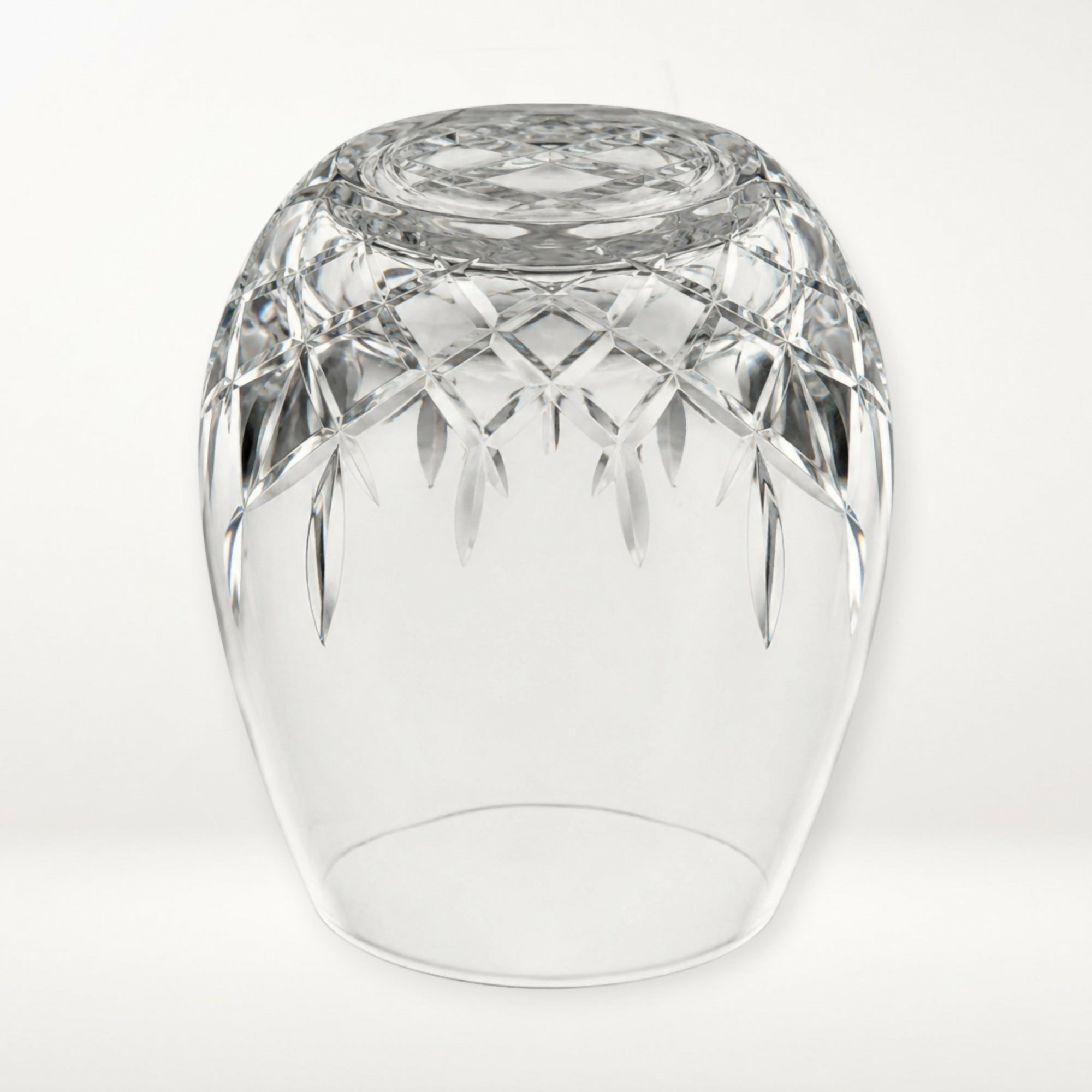 Hand Cut Blown Glass Stemless Wine Glass | Clear Crystal Style | Excellent