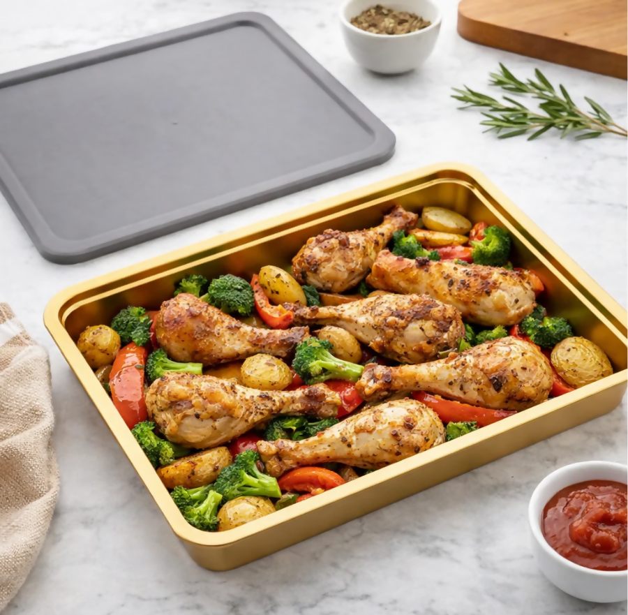 Anygleam Gold Stainless Steel Crisper Box – 2Pcs Food Grade Food Storage Container with Lid