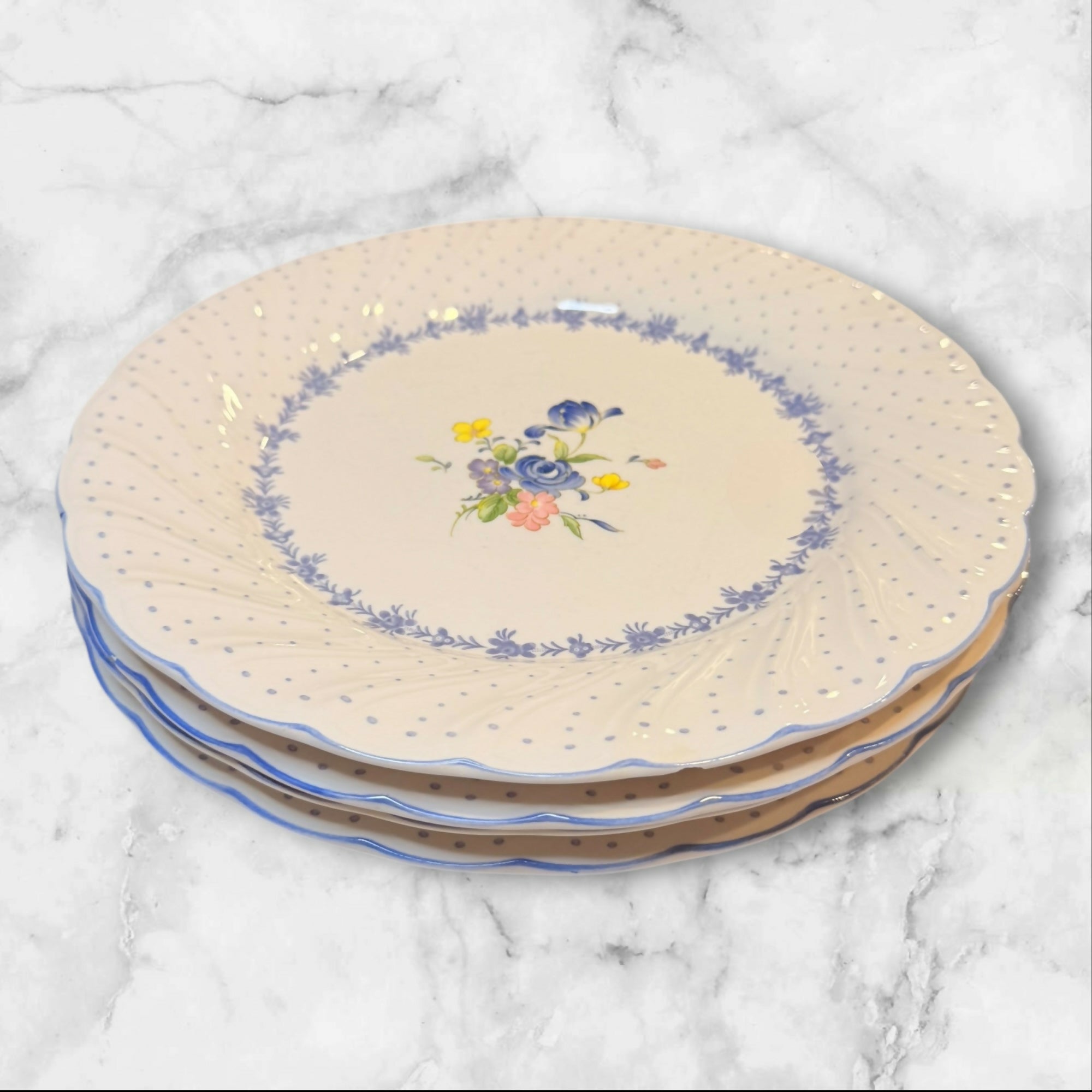 Nikko Blue Peony Dinner Plates Set of 4 | Floral Japan | Good Condition