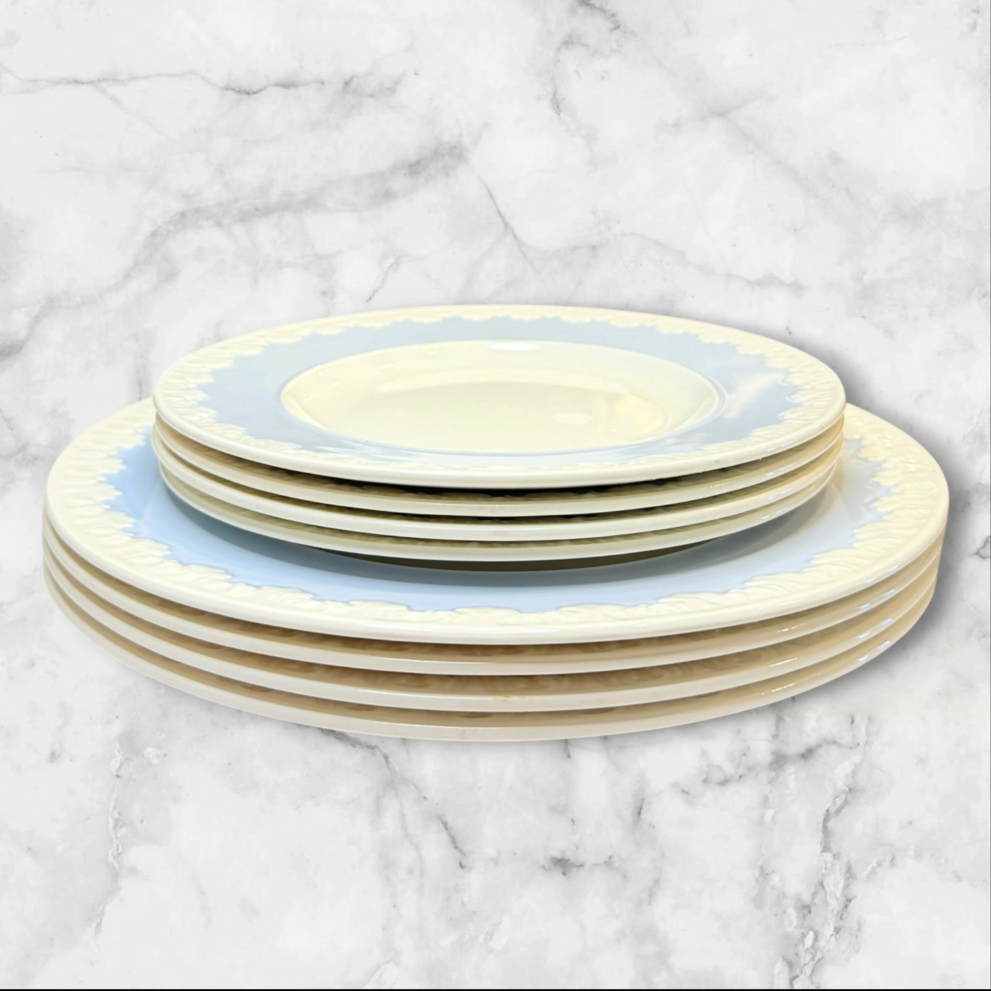 Wedgwood Albion Corinthian Blue Dinner & Salad Plates Set of 8 England