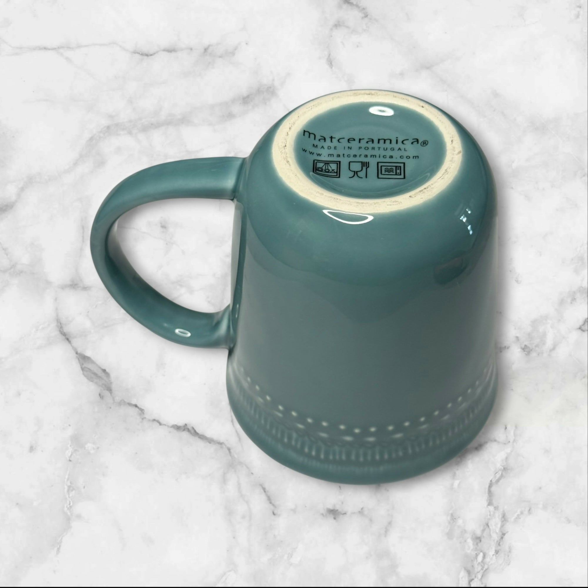 Matceramica Aqua Green Stoneware Mugs Set of 2 | Portugal | Excellent