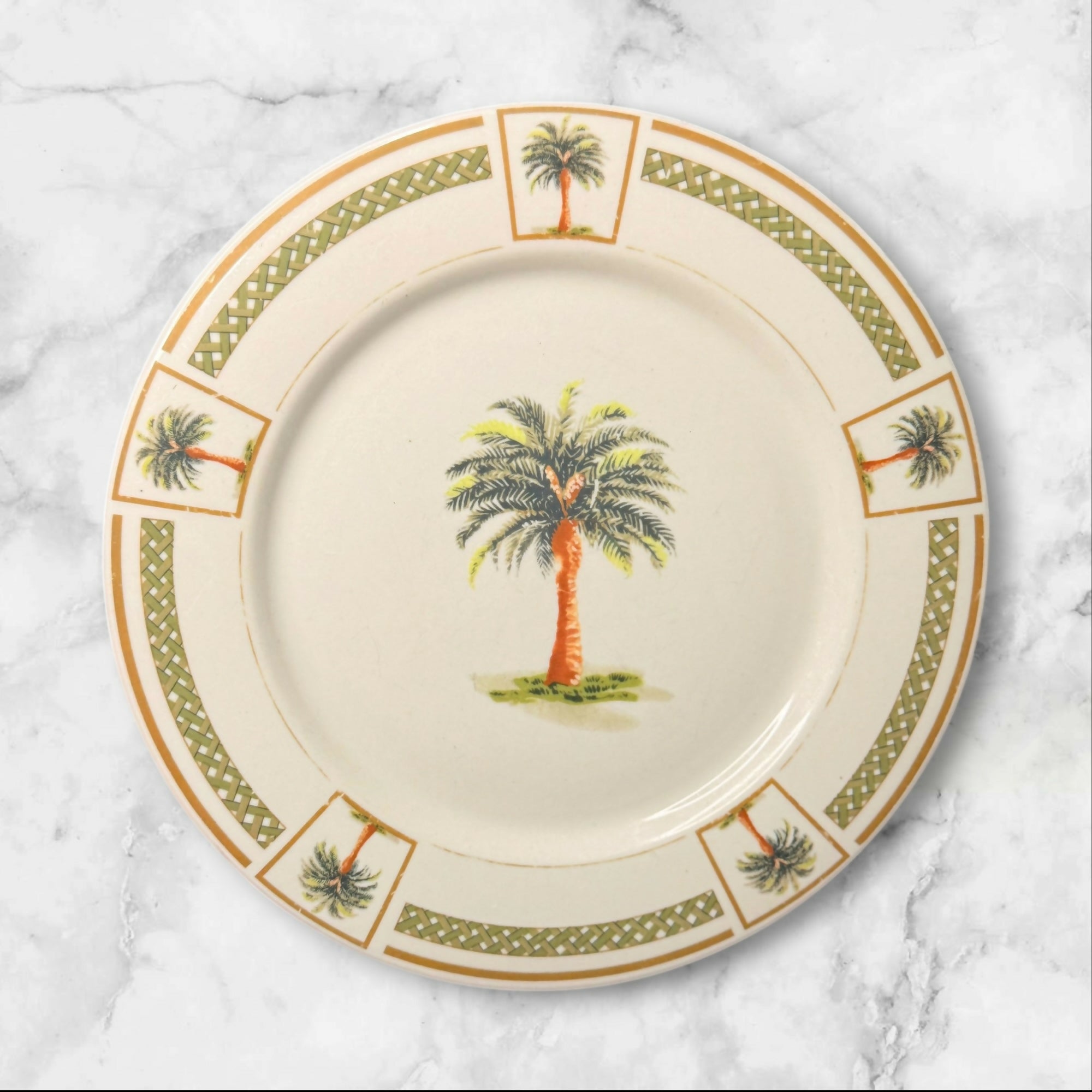 Gibson Palm Bay Dinner Plates Set of 5 Tropical Palm Tree Gently Used