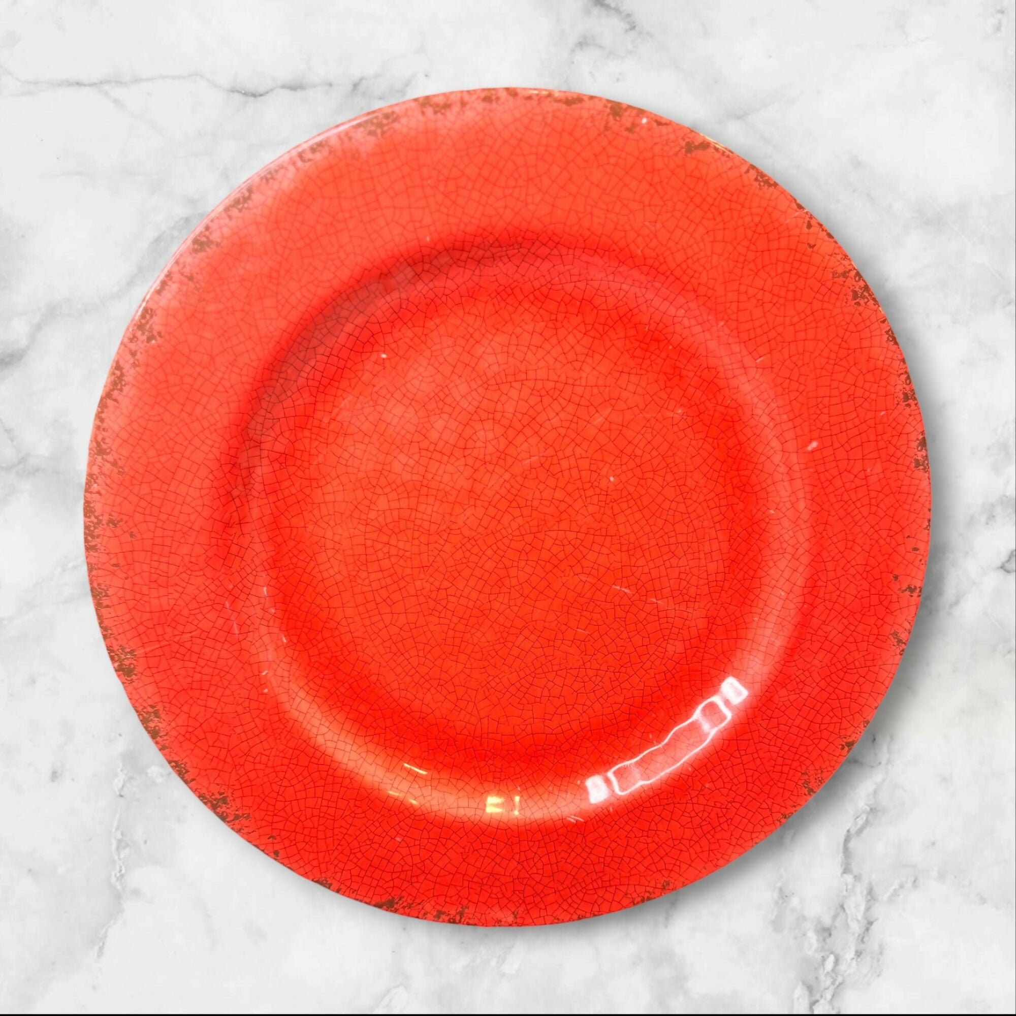 Coral Crackle Melamine Dinnerware Set | 8 Pieces | Decent Condition