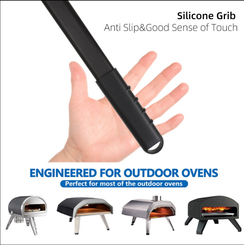 Anygleam Pizza Shovel 28cm X 123.5cm Silver for Perforated Peel with Metal Handle Oven Turning Baking Accessory