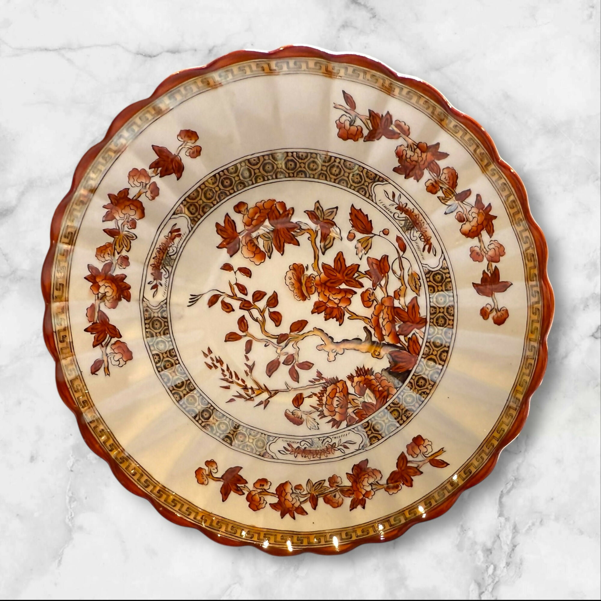 Spode Copeland India Tree Orange Rust Cup & Saucer | Excellent Condition