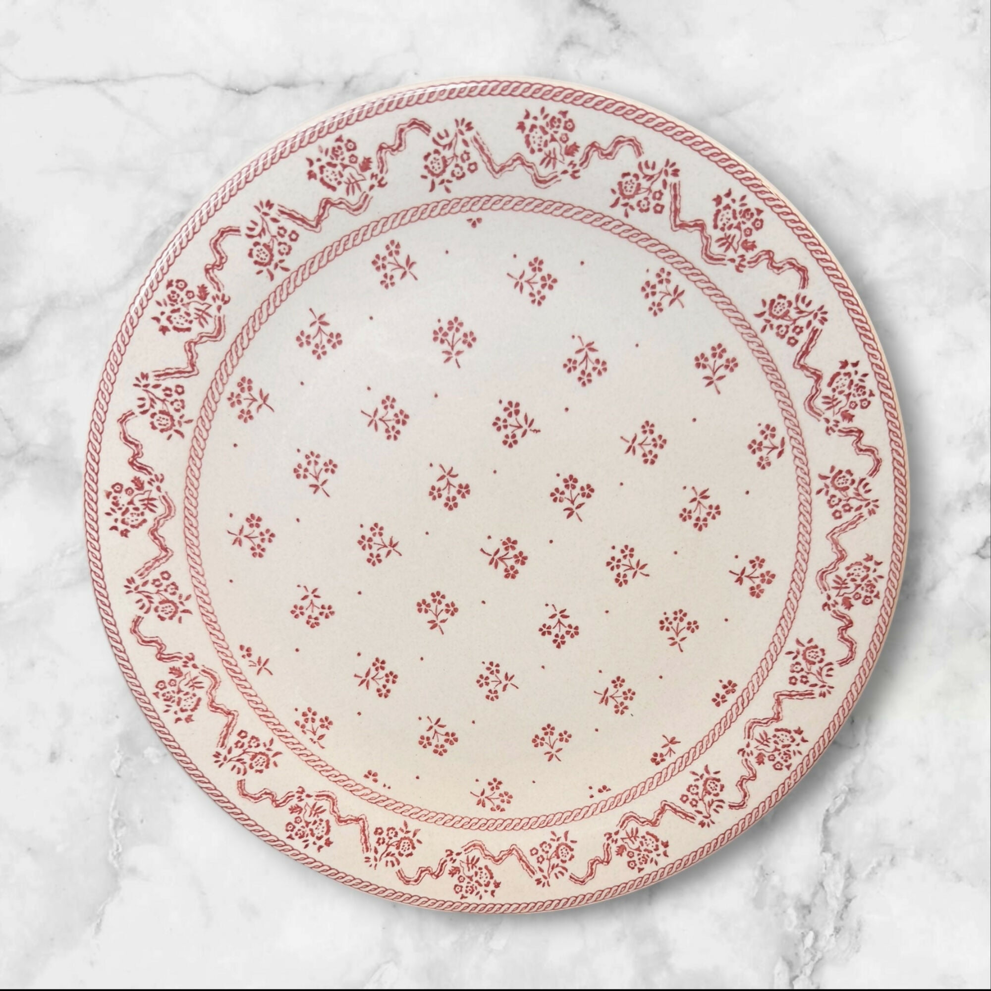 Johnson Brothers Petite Fleur Burgundy Pink Dinner Plates | Set of 4 | Great Condition