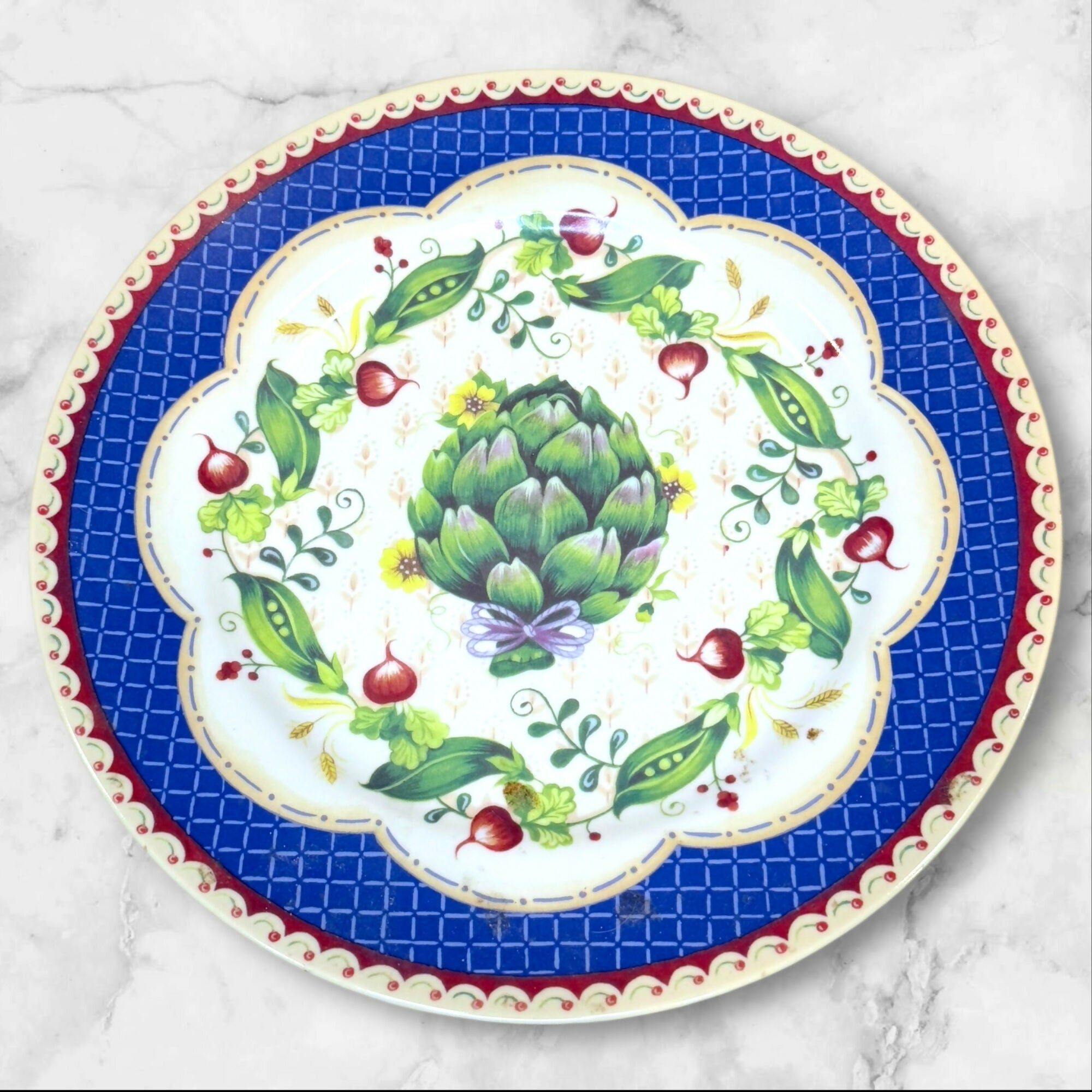 Andrea by Sadek Le Jardin Dinner Plates | Set of 4 Veggie Designs | Excellent Condition