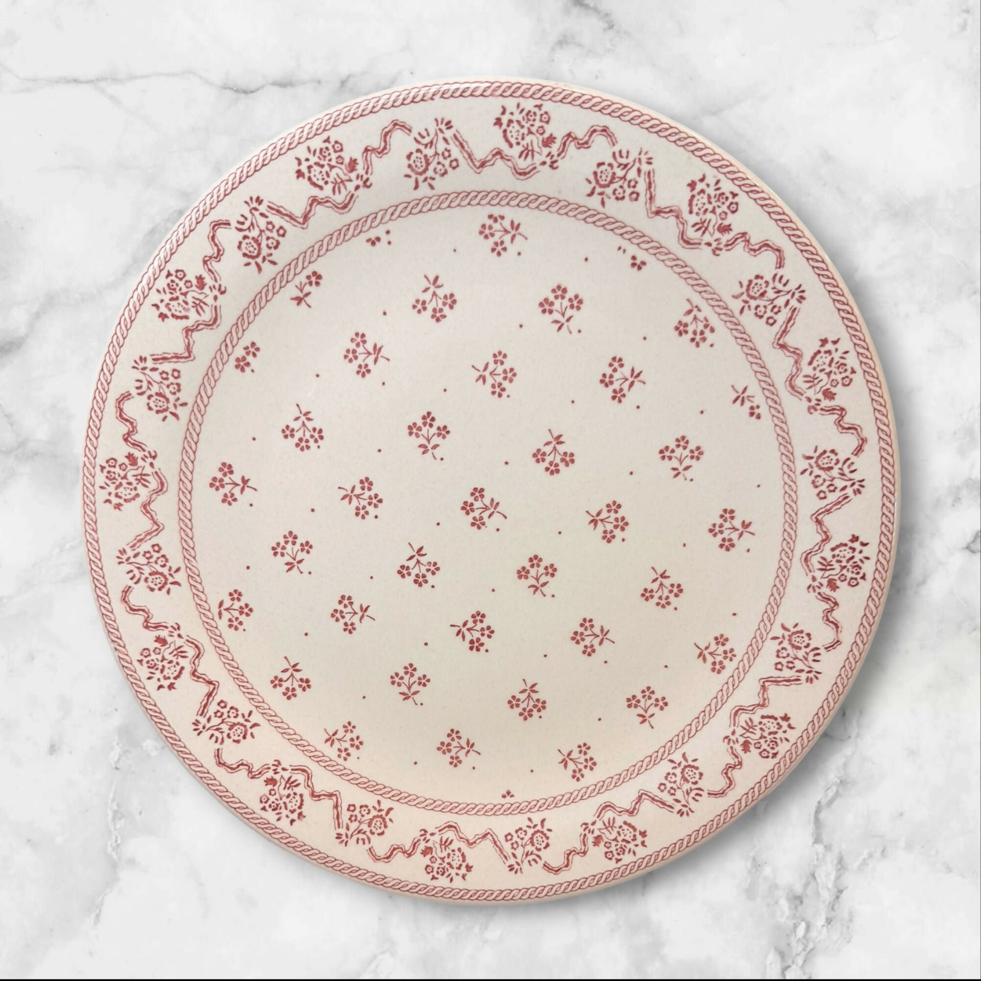Johnson Brothers Petite Fleur Burgundy Pink Dinner Plates | Set of 4 | Great Condition