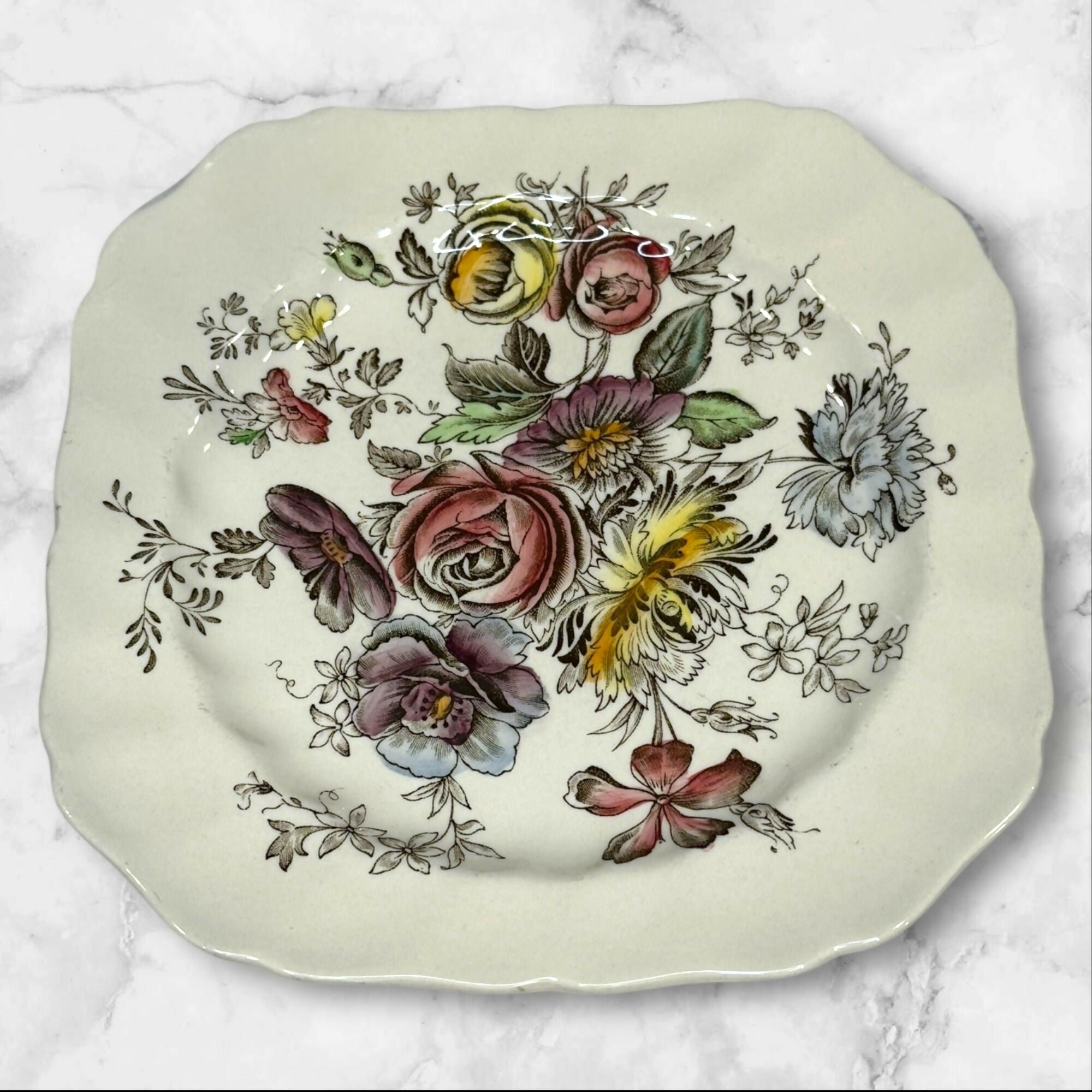 Johnson Brothers Sheraton Floral Center Salad Plates | Set of 4 | Good Condition