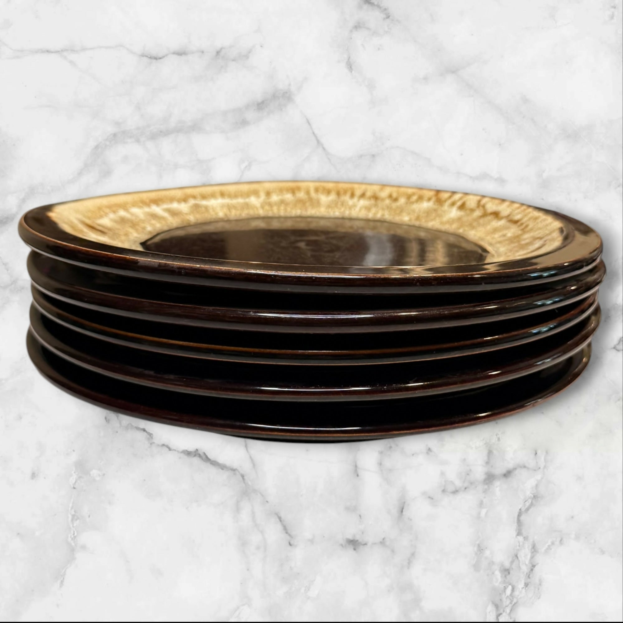 Pfaltzgraff Gourmet Brown Dinner Plates Set of 5 | Vintage Drip Glaze