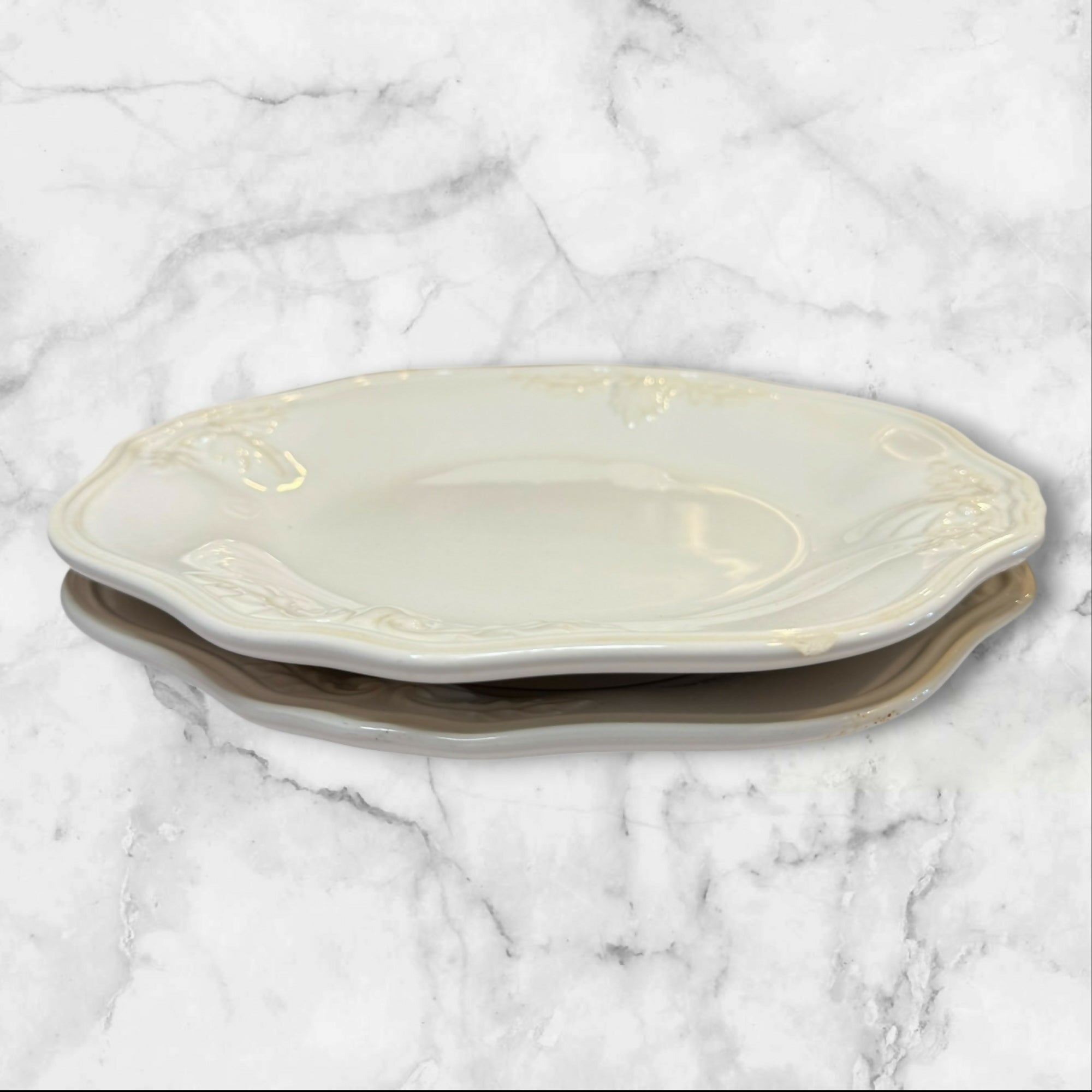 Lenox Butler’s Pantry Gourmet Salad Plates | Set of 2 | Ivory Embossed