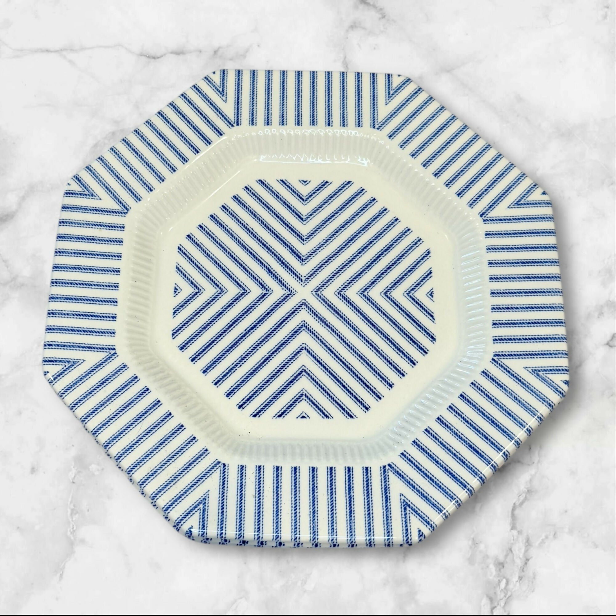 Independence Pillow Talk Blue Geometric Dinner Plates | Set of 3 | Great Condition