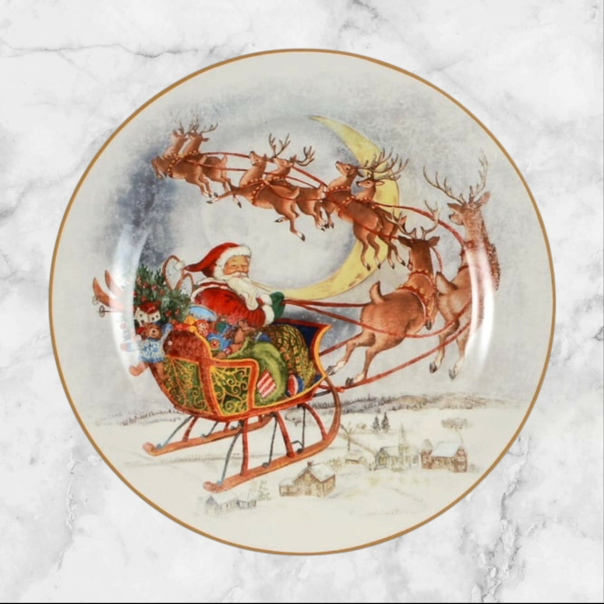 Pottery Barn Nostalgic Santa Christmas Salad Plates | Set of 4 | Excellent