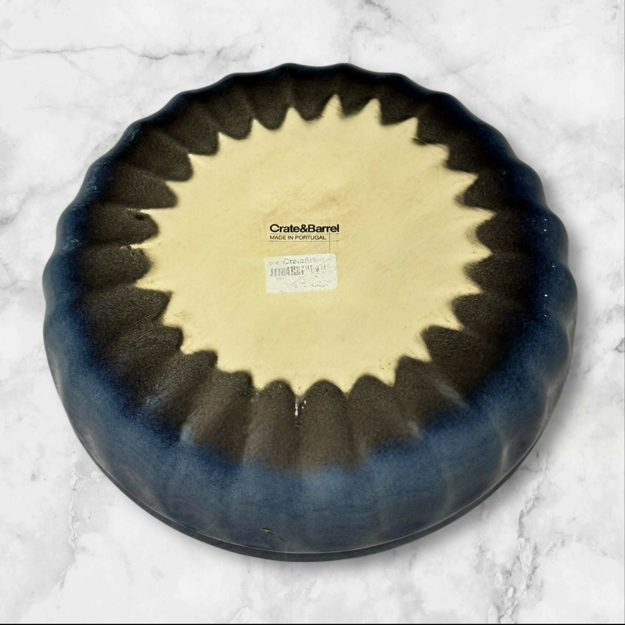 Crate & Barrel Cove Indigo Blue Glazed Stoneware Serving Bowl | Excellent Cond