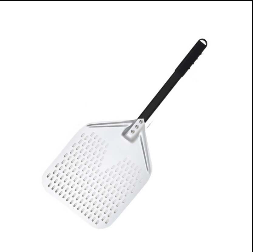 Anygleam Pizza Shovel 28cm X 84cm Silver for Perforated Peel with Metal Handle Oven Turning Baking Accessory