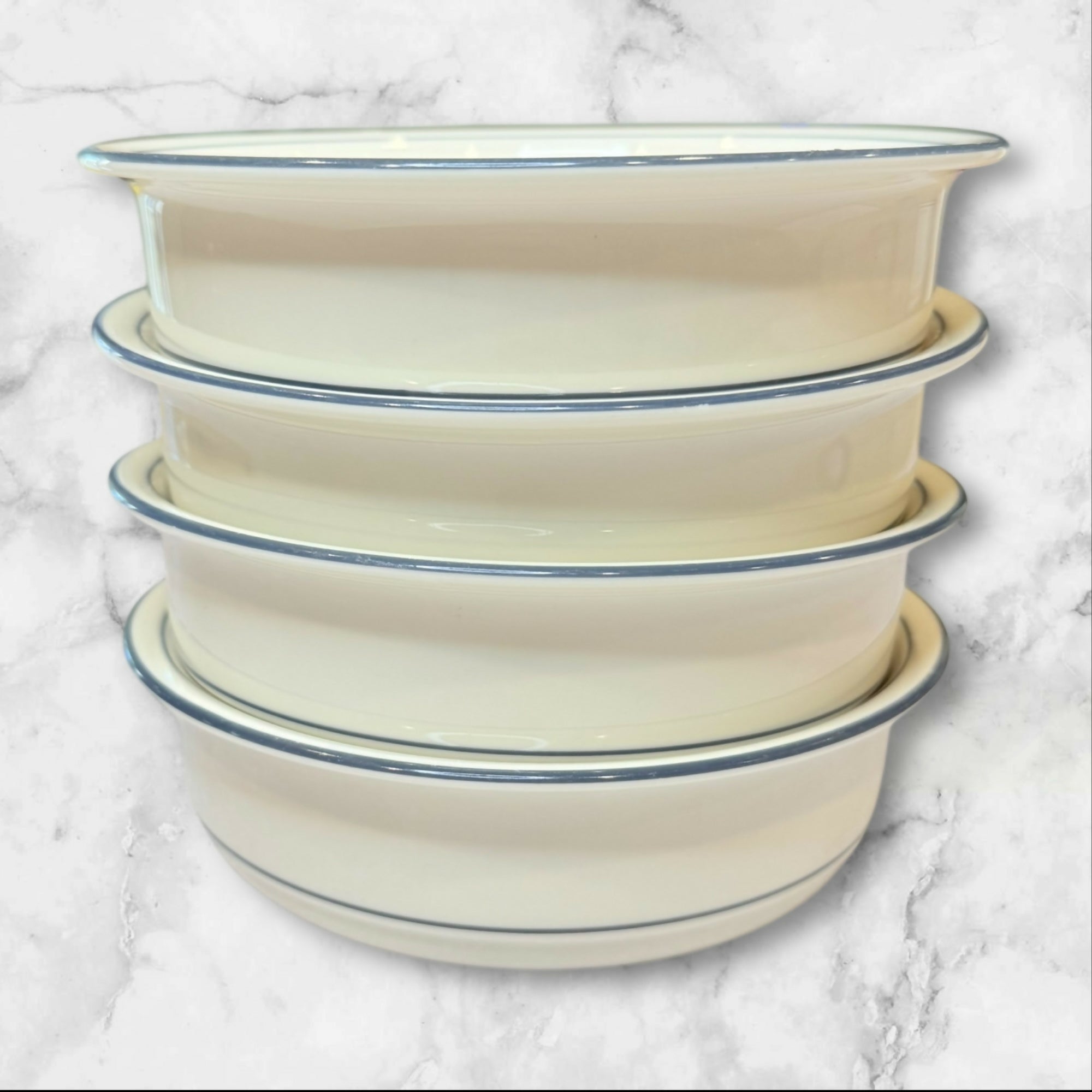 Lenox Blue Pinstripes Soup Cereal Bowls | Set of 4 | Excellent Condition