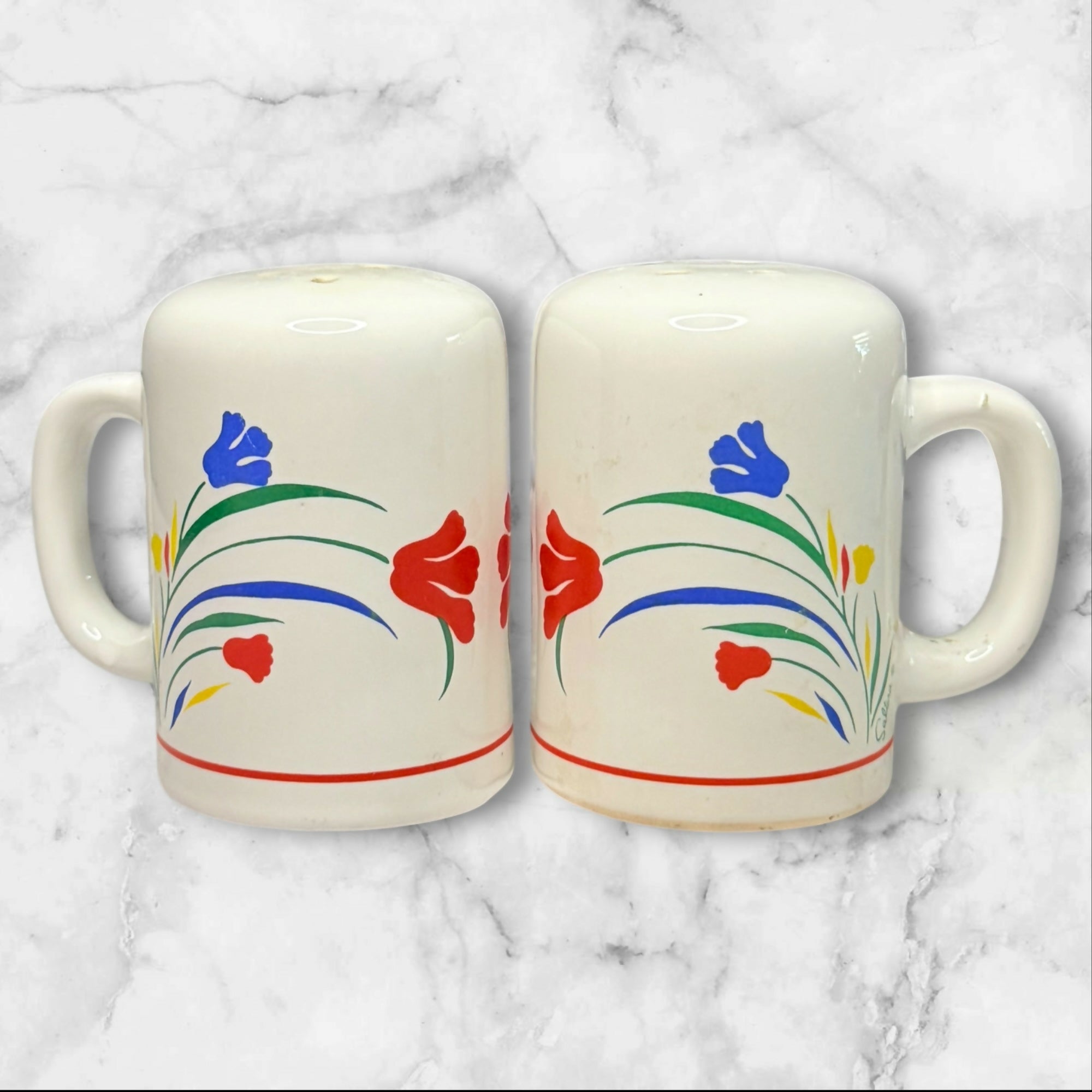 Vintage Saltera Floral Salt & Pepper Shakers | Set of 2 | Cottage Style