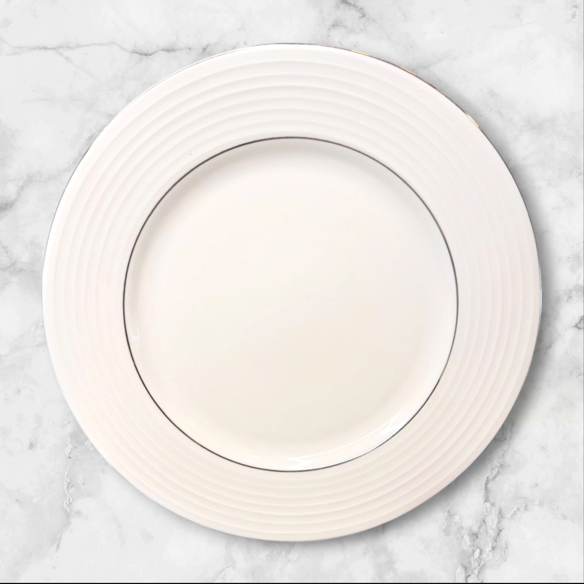 Pier 1 Silver Rings White Salad Plates | Set of 4 | Excellent Condition
