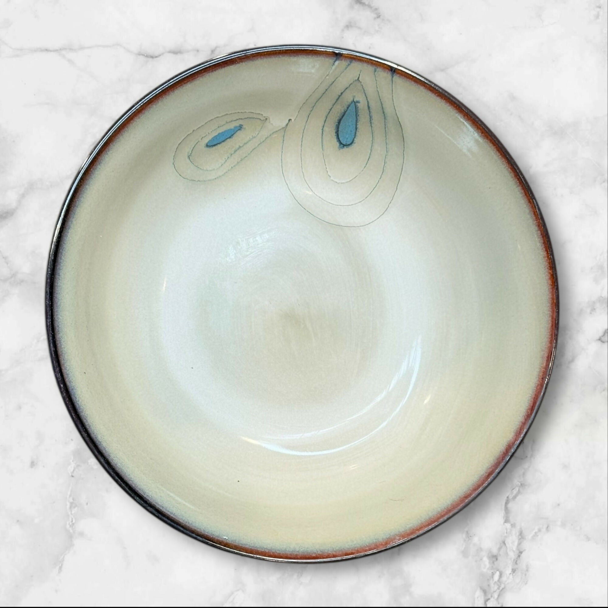 Pier 1 Teal Reactive Peacock Soup Cereal Bowls | Set of 3 | Excellent