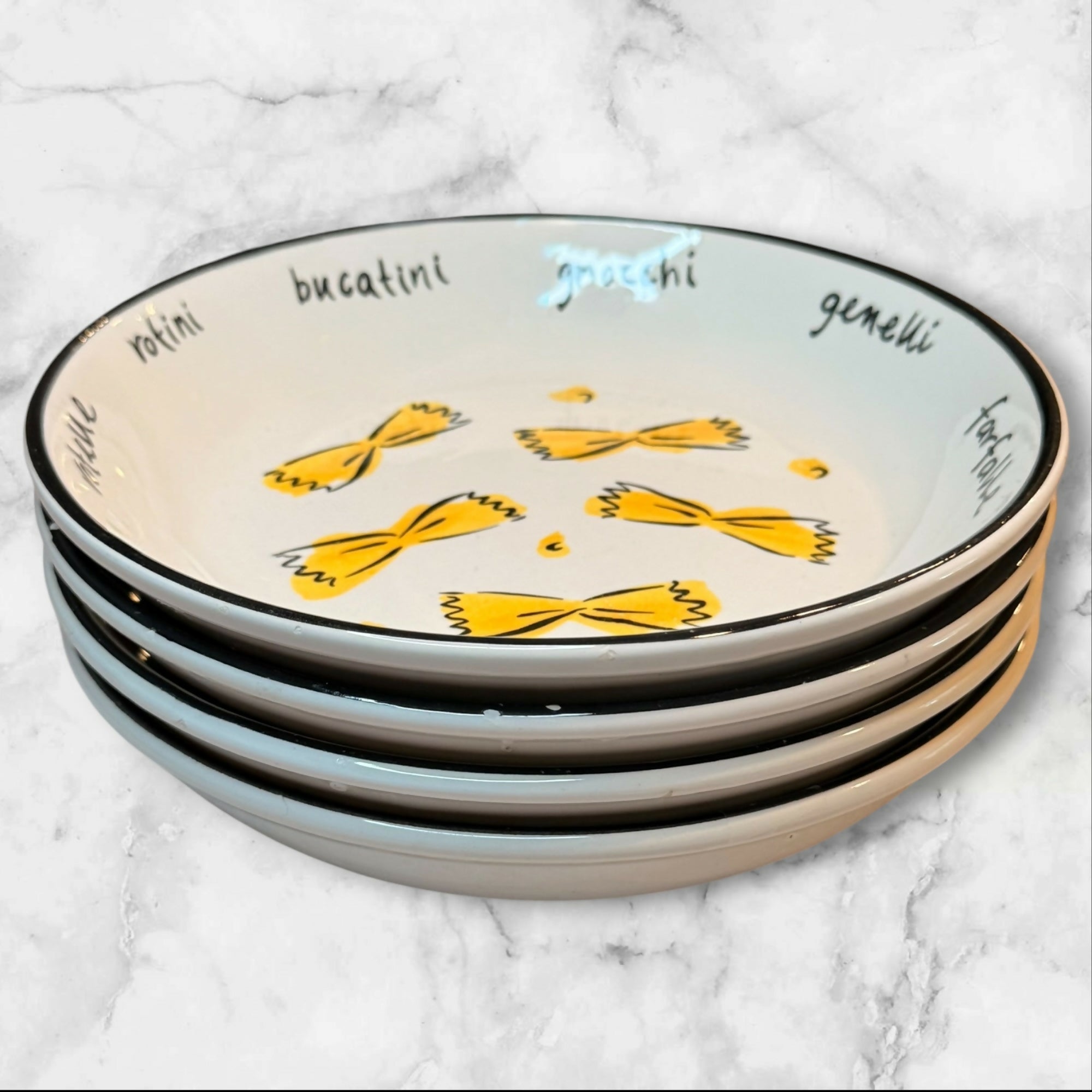 Pottery Barn Italian Pasta Bowls Set of 4 Hand Painted | Great Condition
