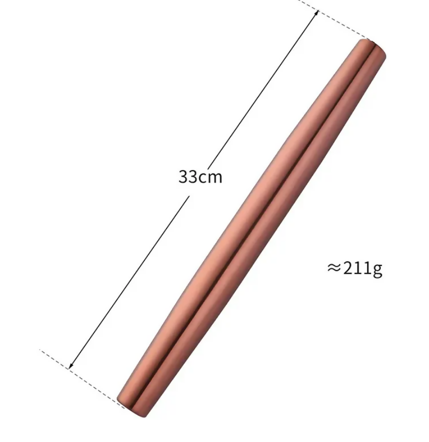 Anygleam Rose Gold Stainless Steel Rolling Pin – 1 Pc Professional Buffet & Restaurant Kitchenware
