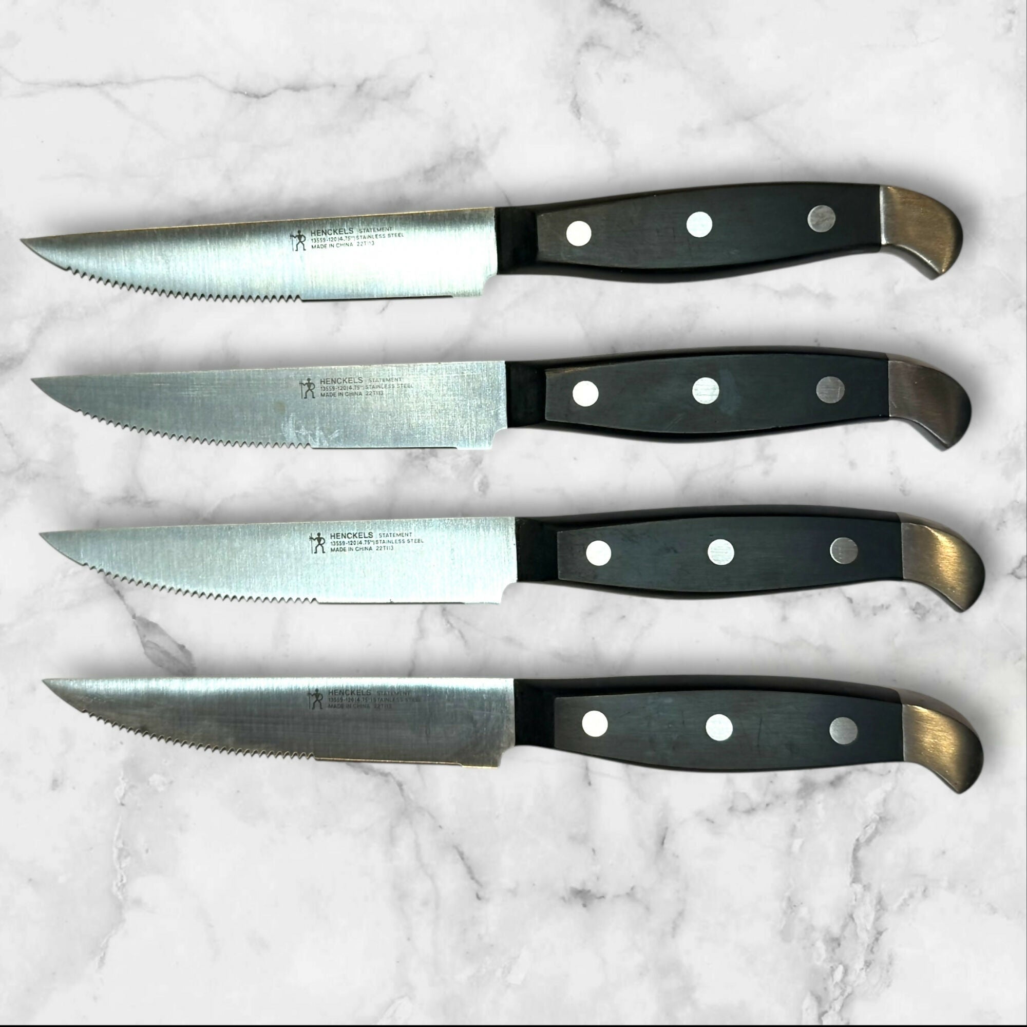 Henckels Statement Steak Knives Serrated Black Handle | Set of 4 | Great