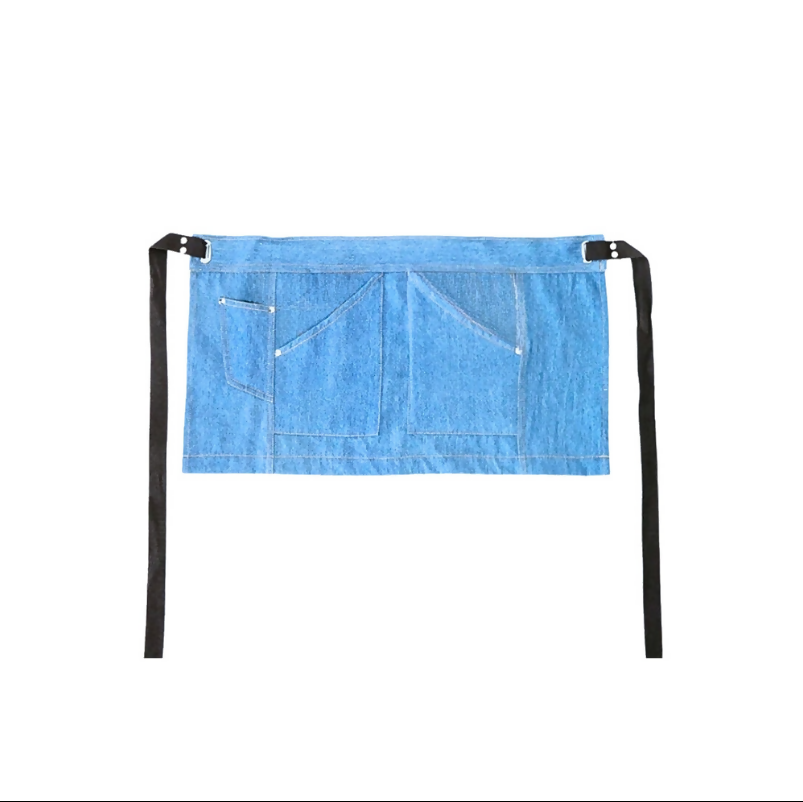Anypron Blue Denim Waist Apron with Pockets for Chef Waiter Waitress