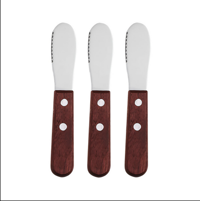 Anygleam Dark Brown 3pcs Wooden Butter Knife Kitchen Food Kitchen Tableware