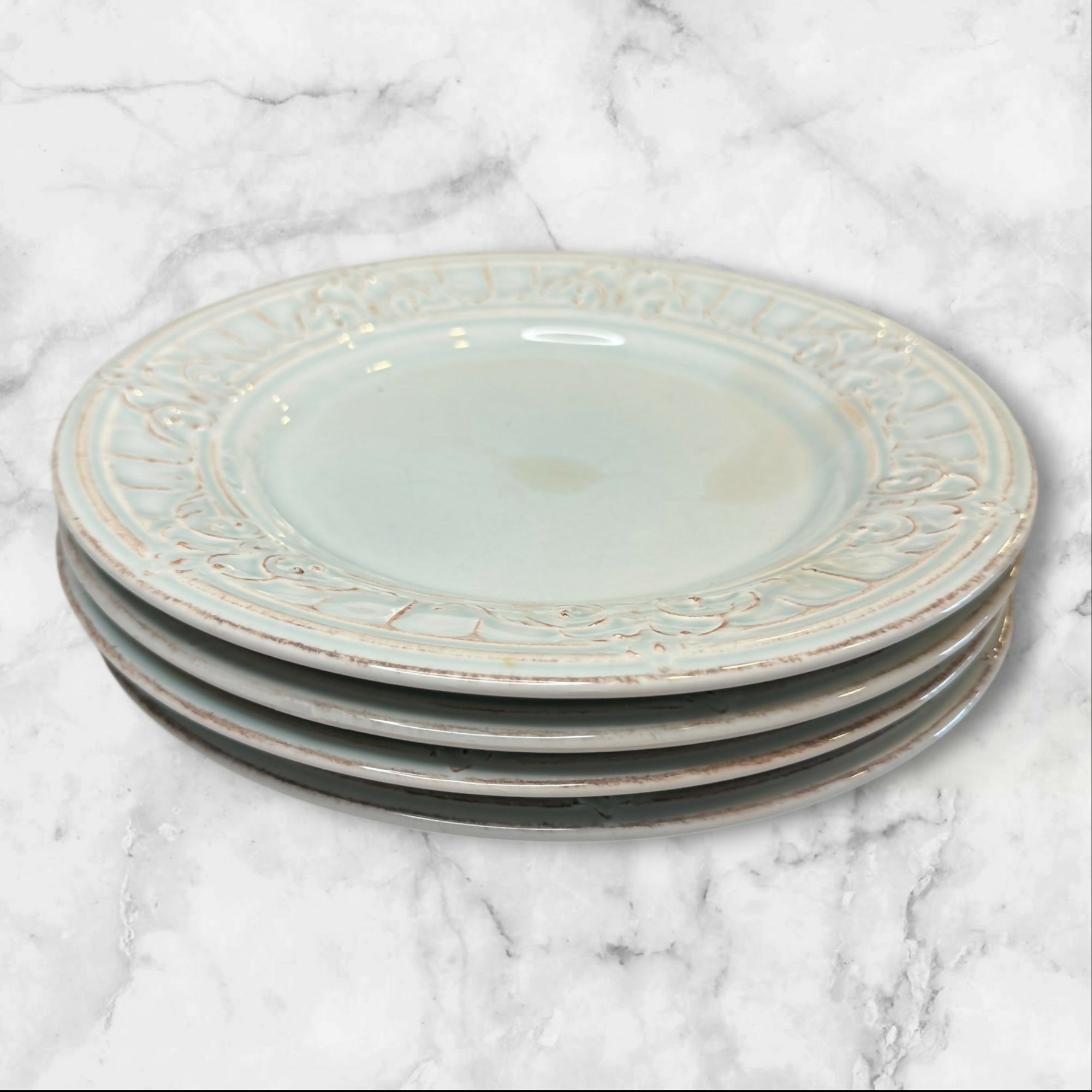 Matceramica Venice Light Blue Salad Plates | Set of 4 | Fair Condition